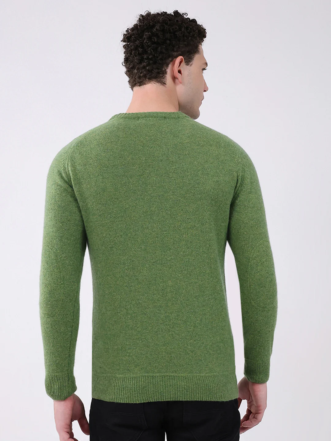 Men Green Solid Round Neck Full Sleeve Pullover - Image 5