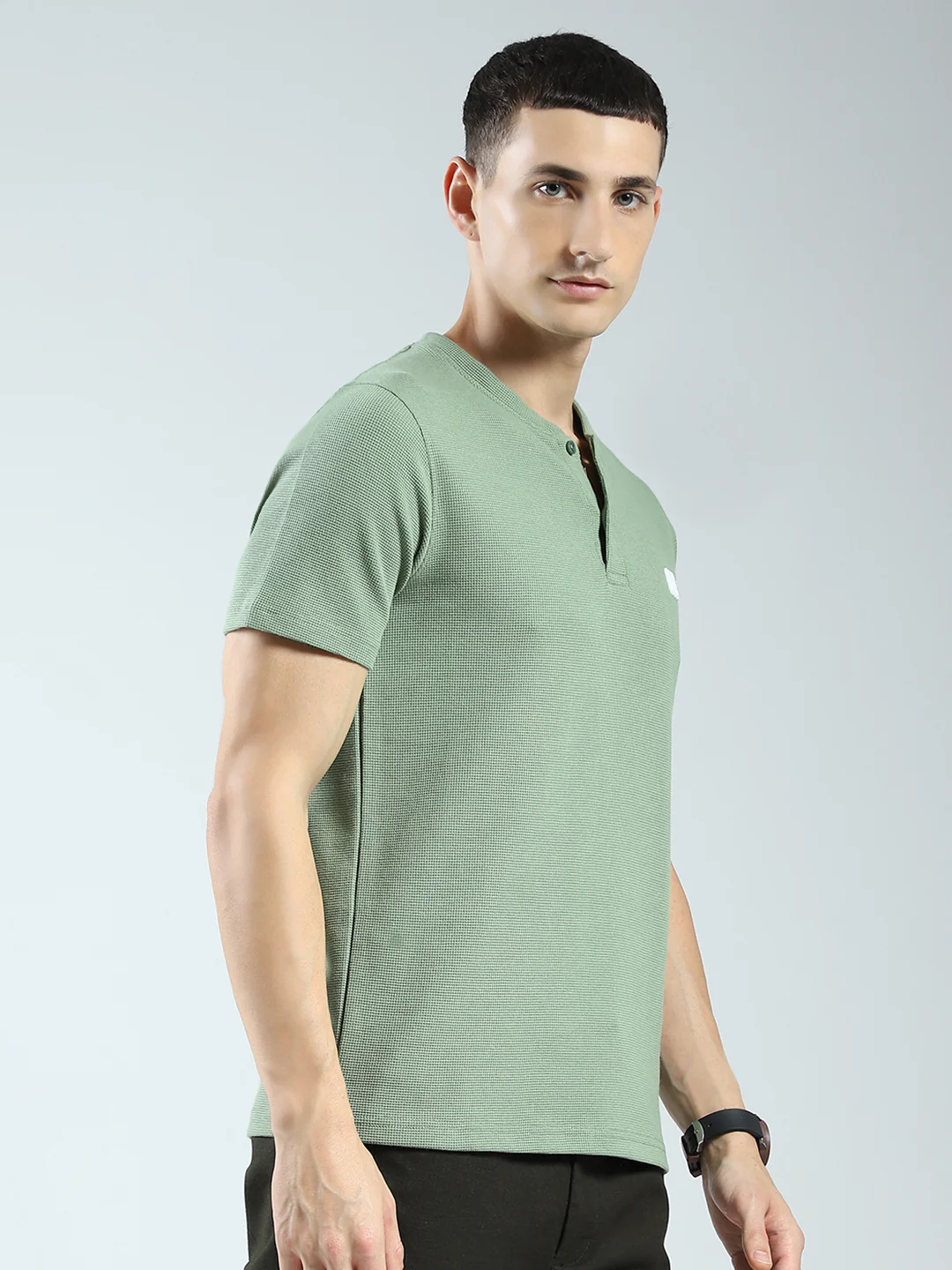 Rock.it Men Green Solid Round Neck Half Sleeve T-Shirt - Image 4