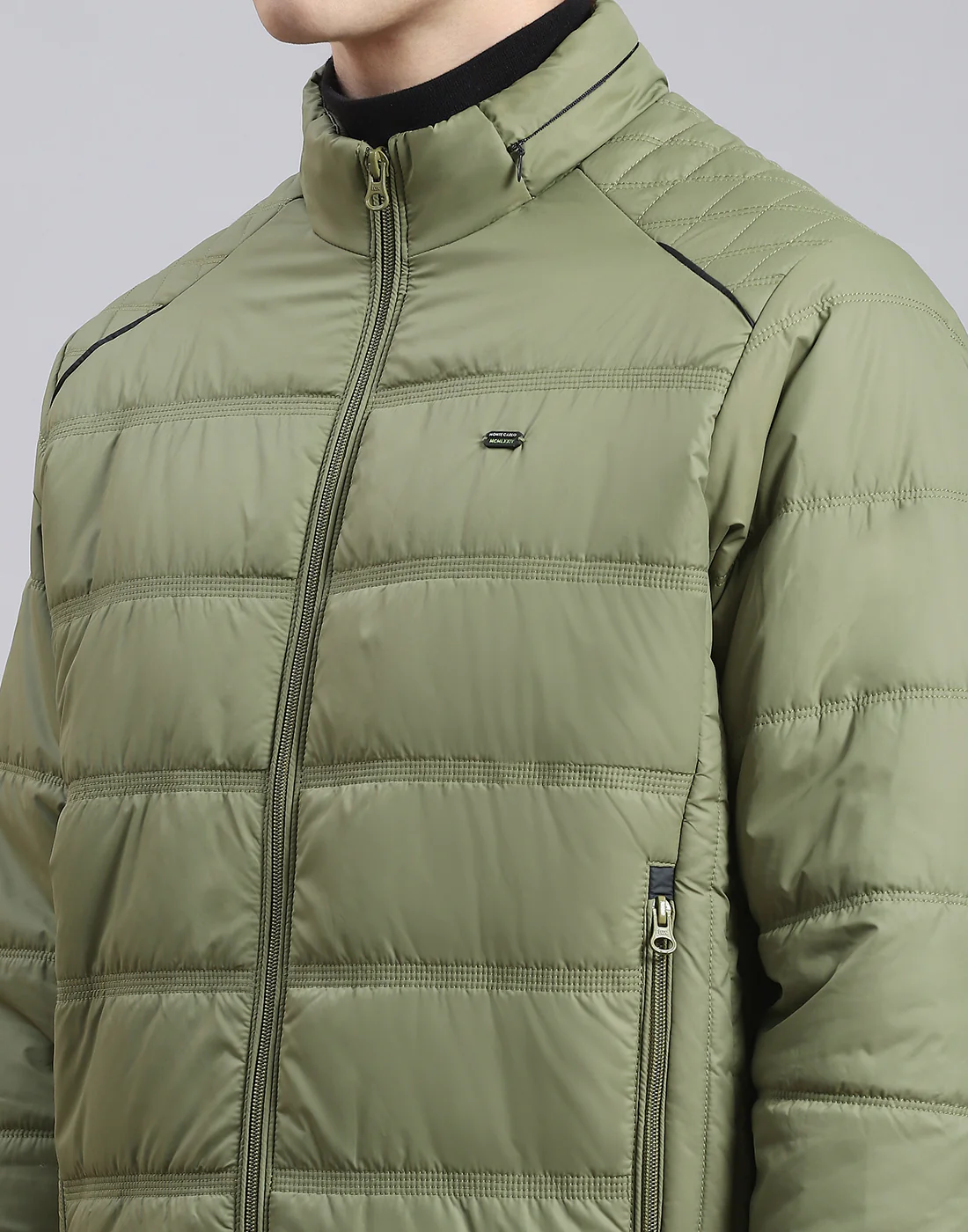 Men Green Solid Stand Collar Full Sleeve Jacket - Image 6
