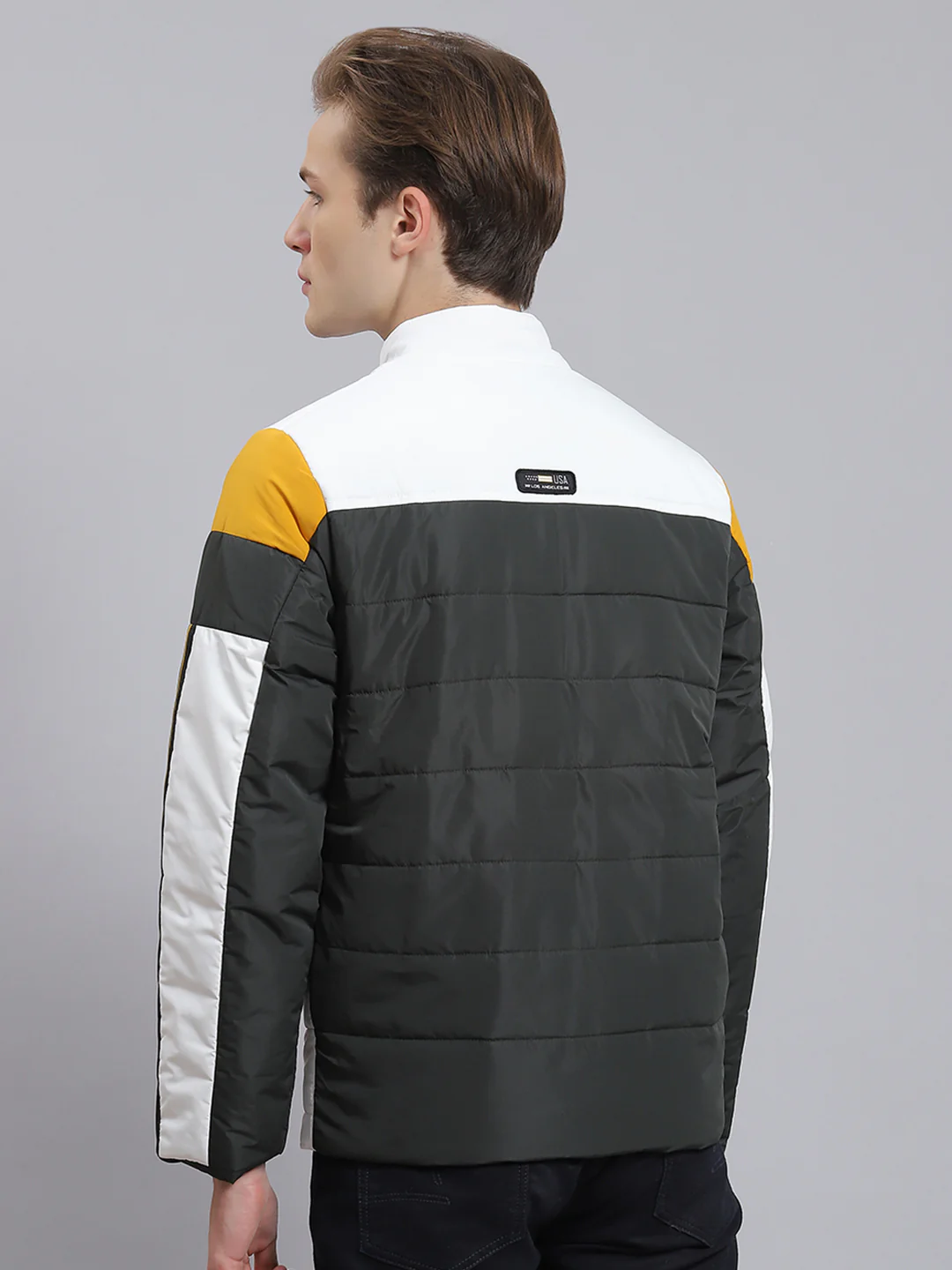 Men Green Solid Stand Collar Full Sleeve Jacket - Image 6