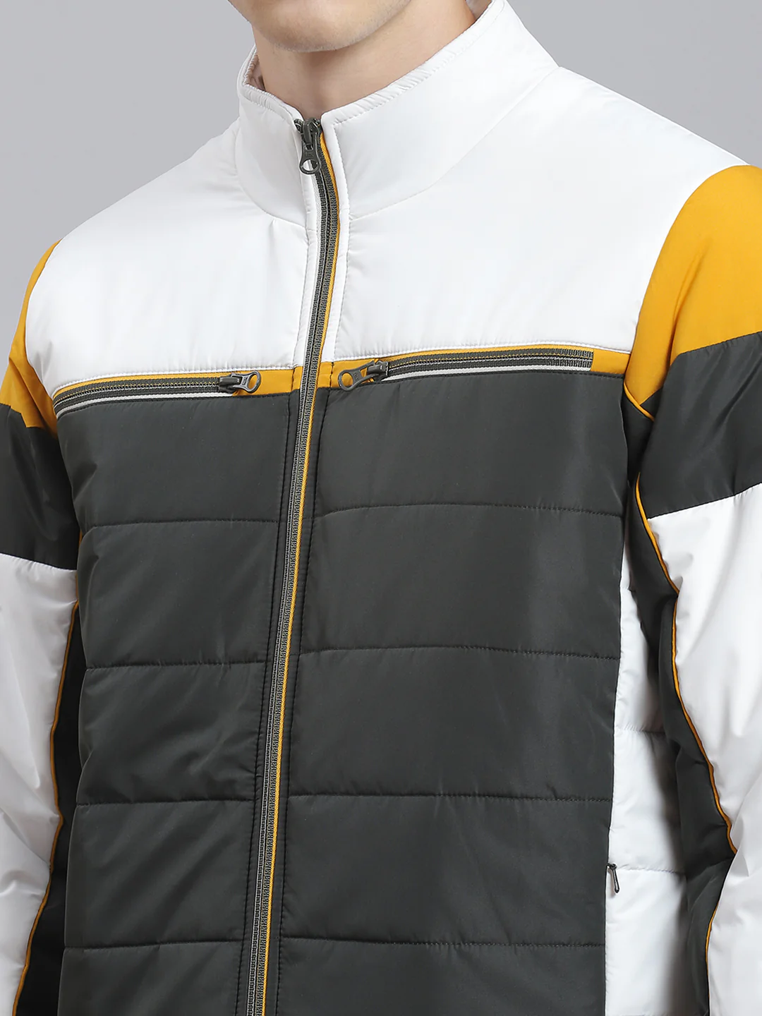 Men Green Solid Stand Collar Full Sleeve Jacket - Image 7