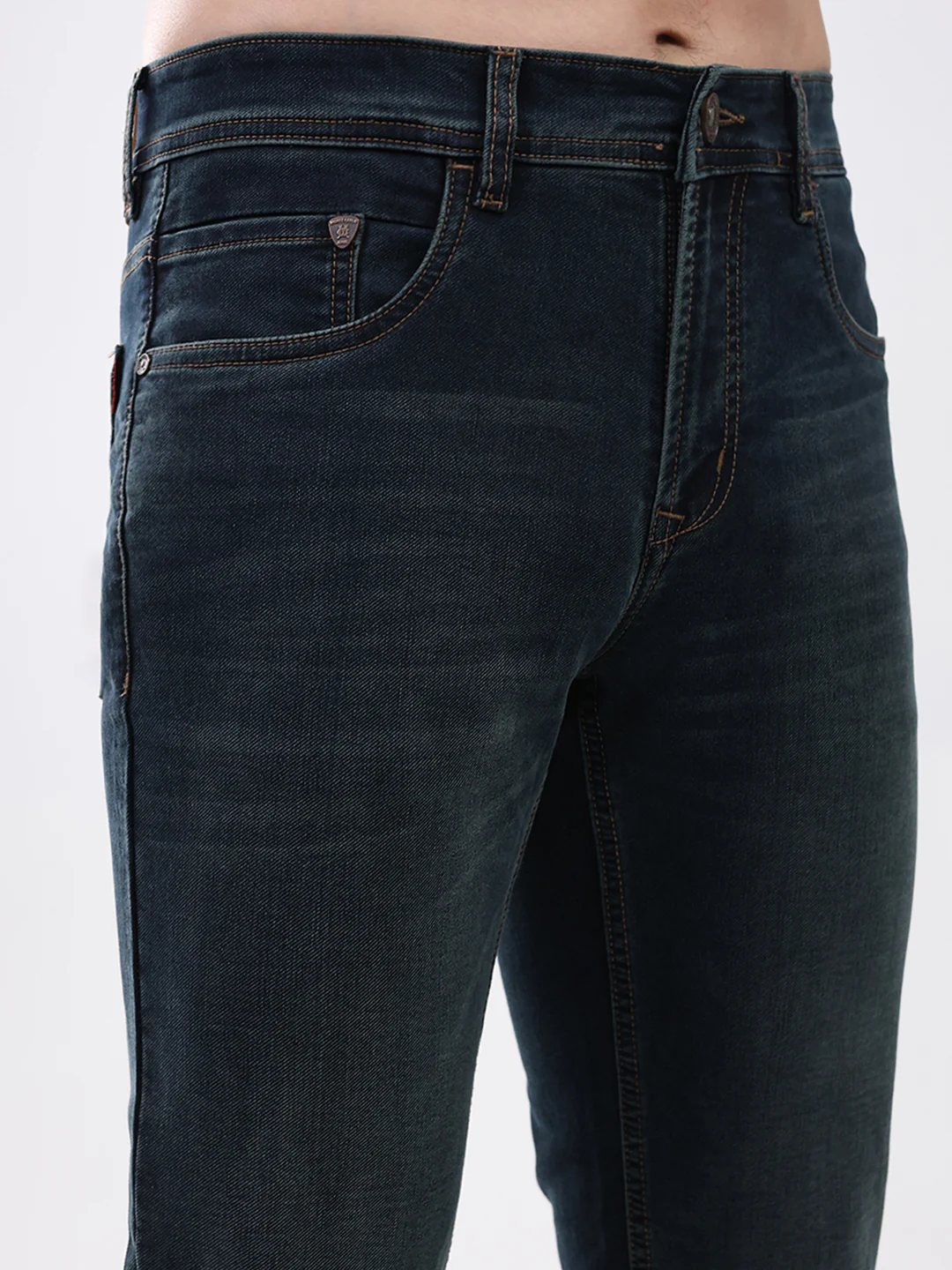 Men Green Solid Straight Fit Denim - Image 6