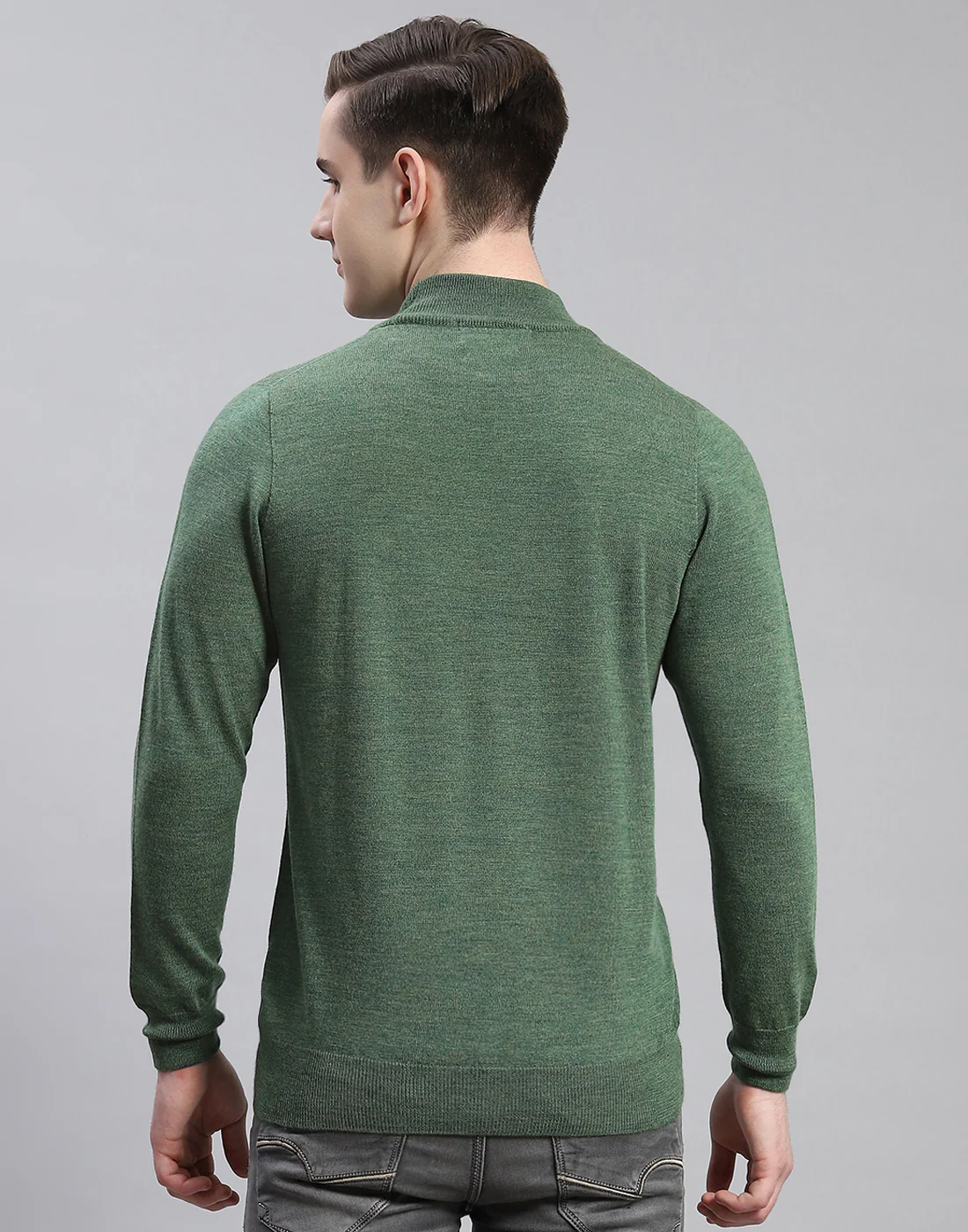Men Green Solid Turtle Neck Full Sleeve Pullover - Image 4