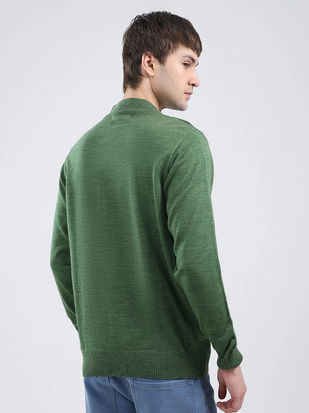 Men Green Solid Turtle Neck Full Sleeve Pullover - Image 5