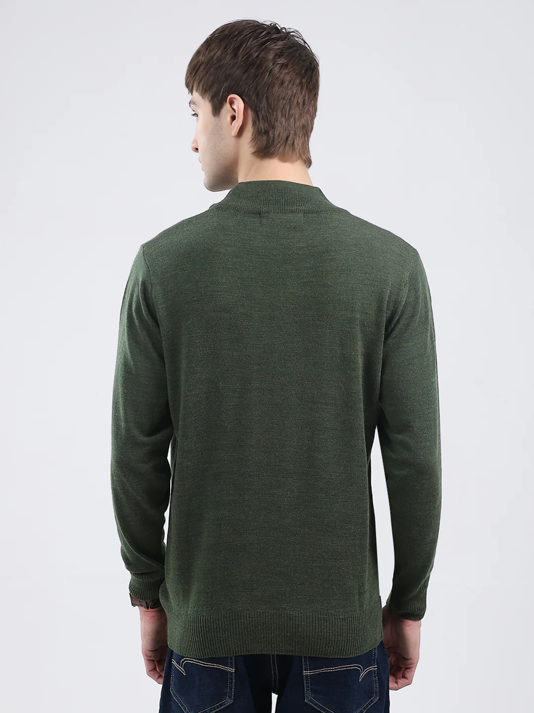 Men Green Solid Turtle Neck Full Sleeve Pullover - Image 5