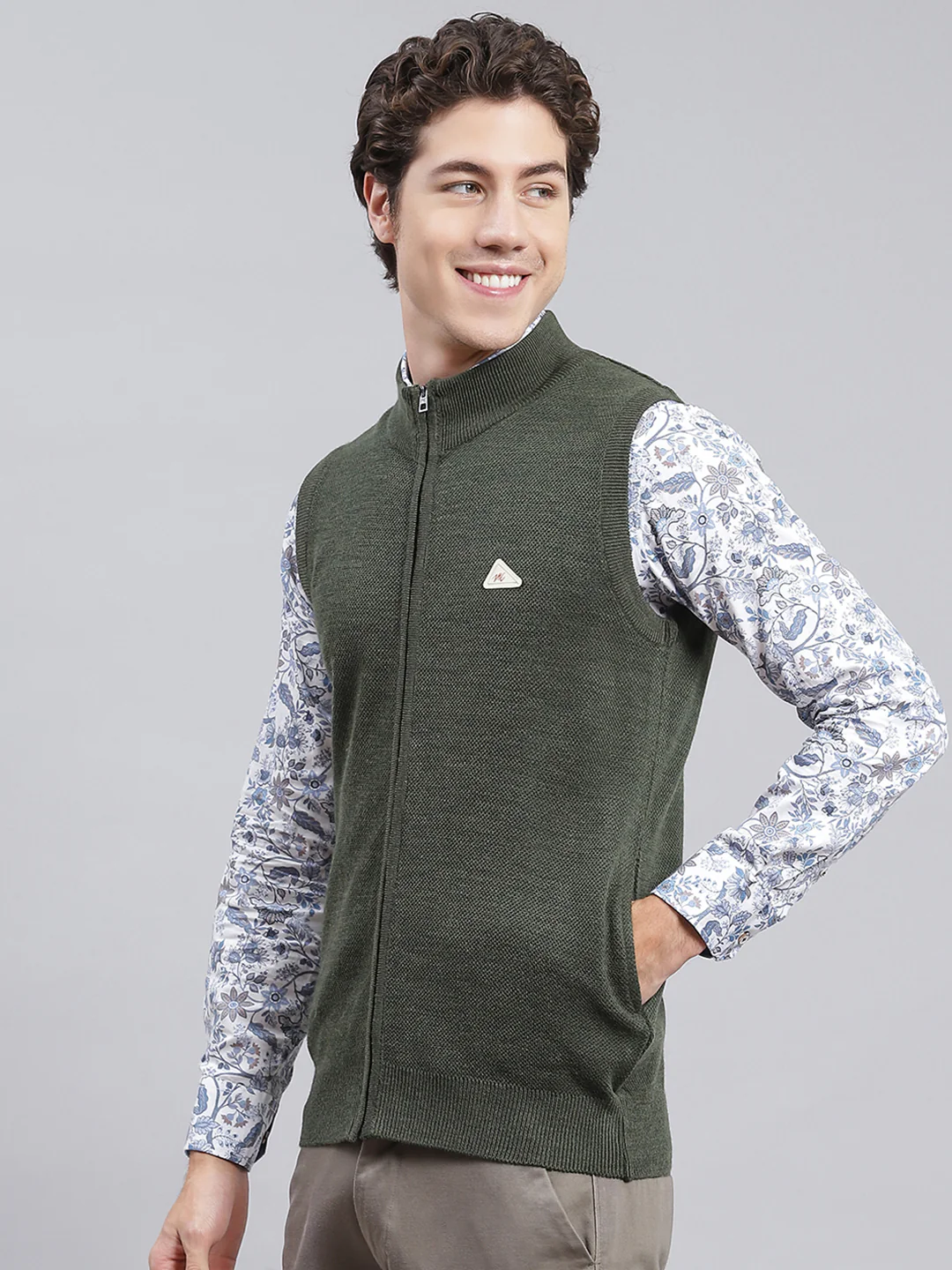 Men Green Solid Wool blend Sweater - Image 4