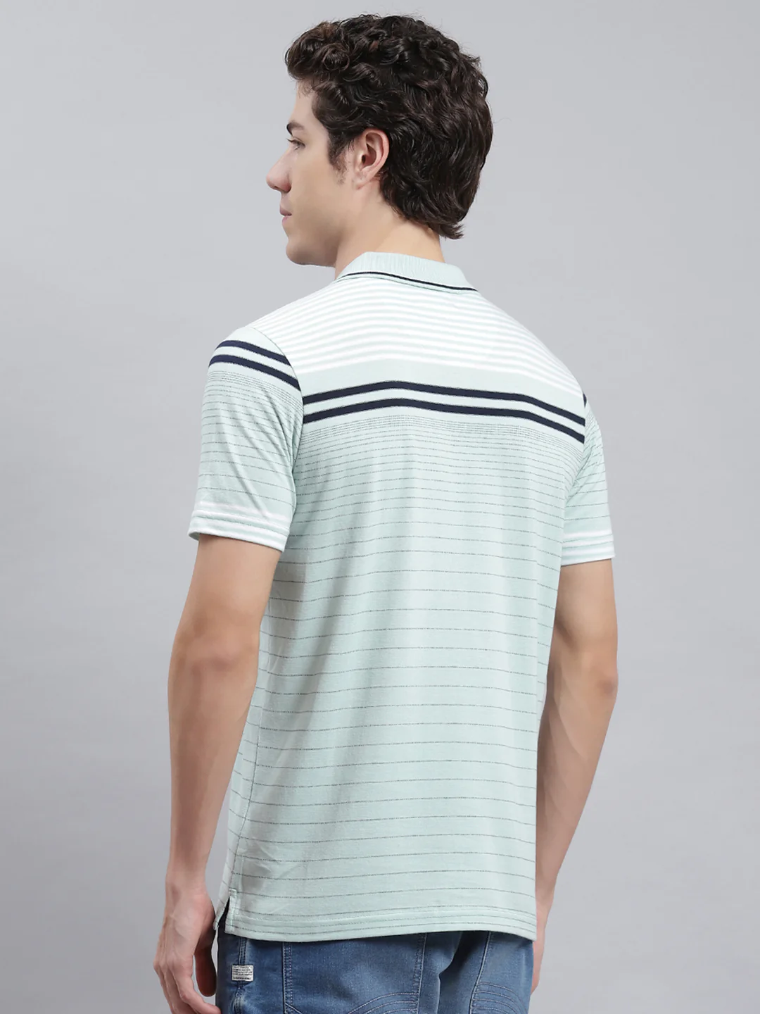Men Green Stripe T-Shirt - Image 5