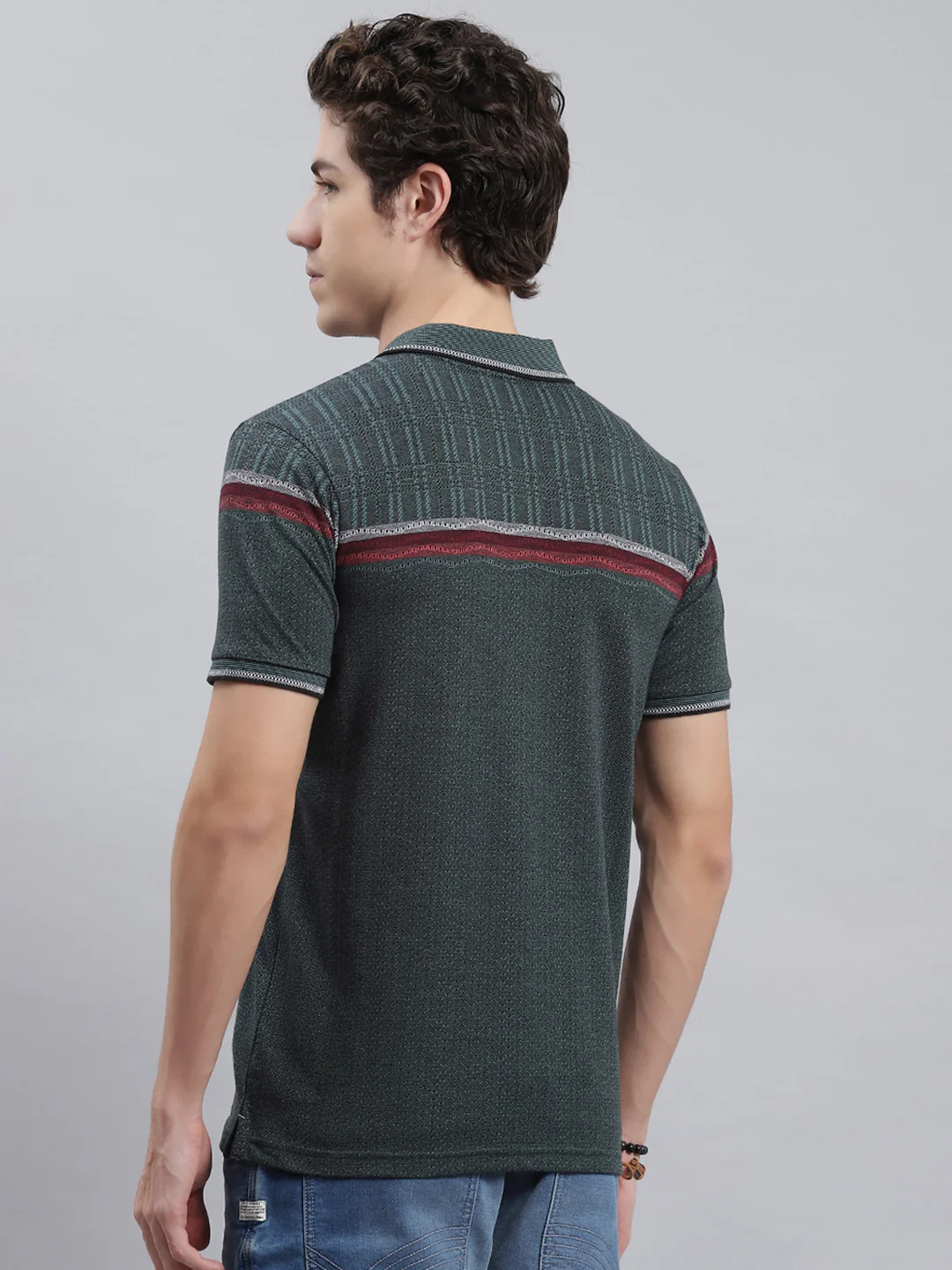Men Green Stripe T-Shirt - Image 5