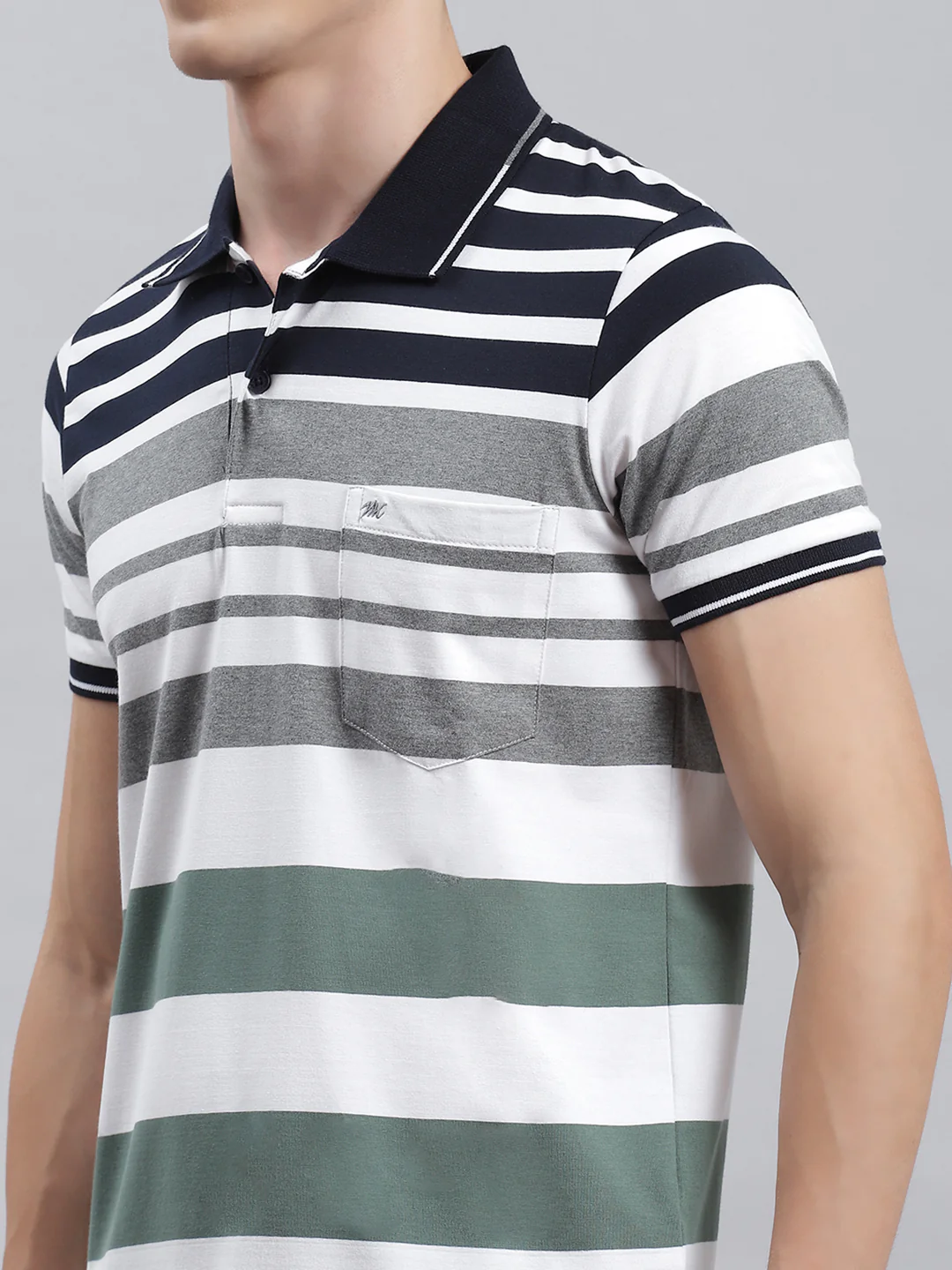 Men Green Stripe T-Shirt - Image 6