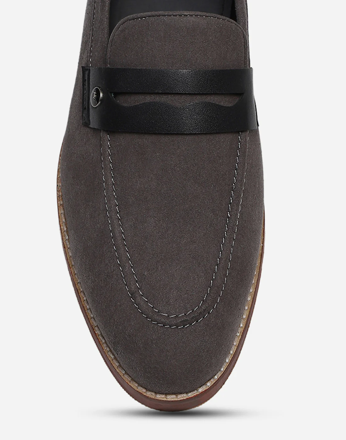 Men Grey Slip on Microfiber Loafers - Image 8