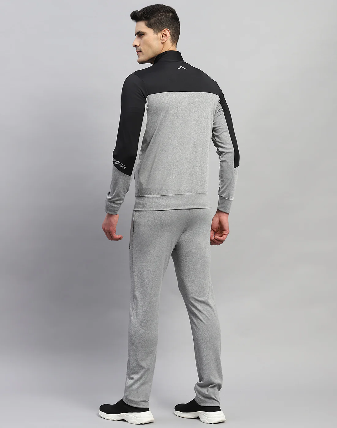 Rock.it Men Grey Melange Solid Round Neck Full Sleeve Tracksuit - Image 5