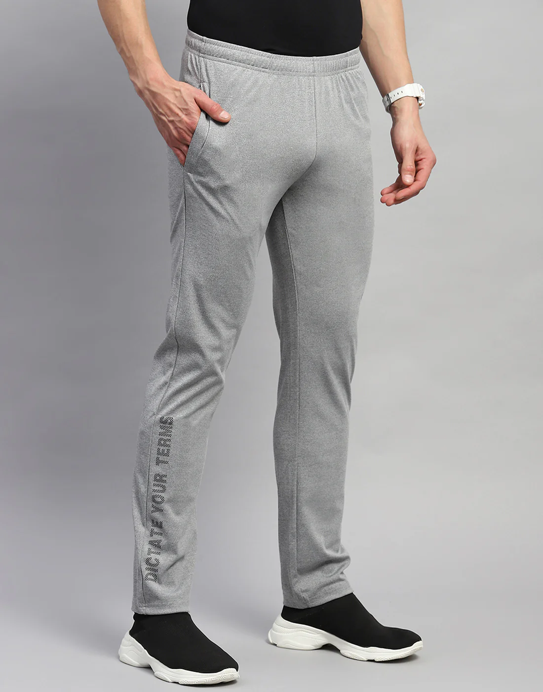 Rock.it Men Grey Melange Solid Round Neck Full Sleeve Tracksuit - Image 8