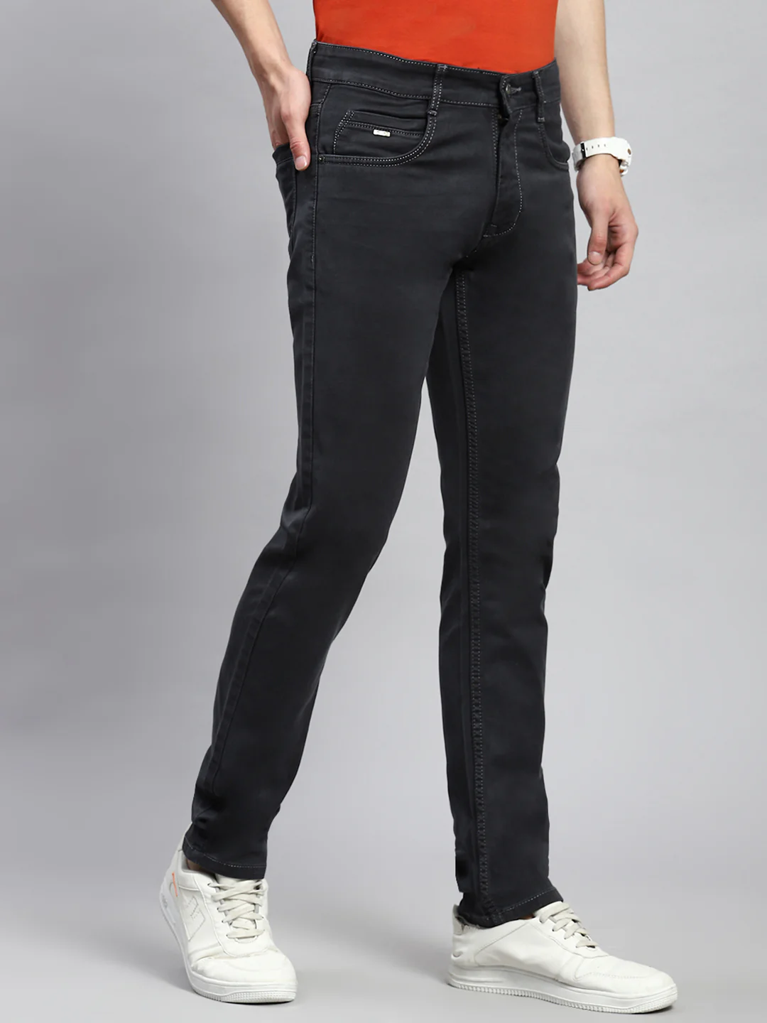 Men Grey Narrow Fit Denim - Image 3