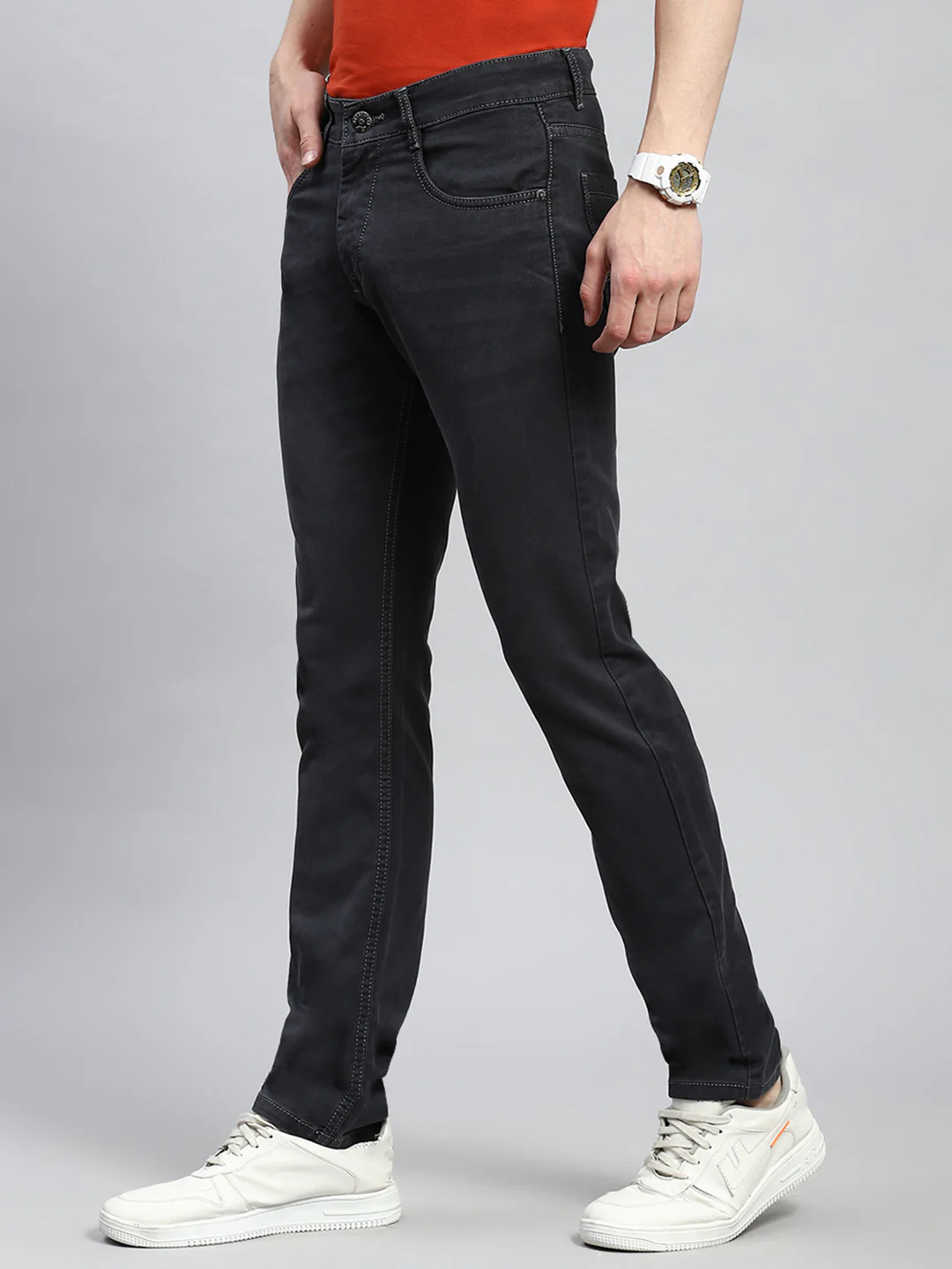 Men Grey Narrow Fit Denim - Image 4