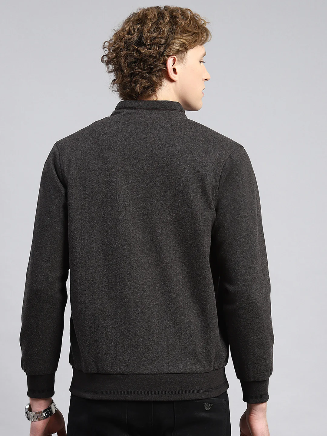 Men Grey Plain Jacket - Image 5