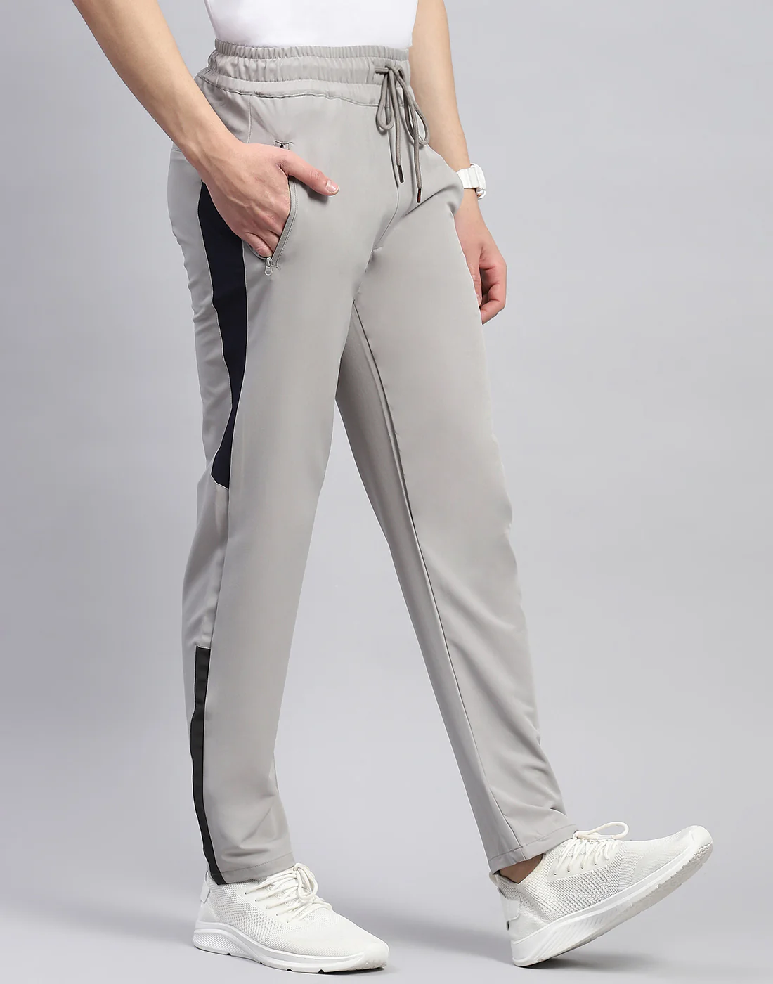 Men Grey Plain Regular Fit Lower - Image 4