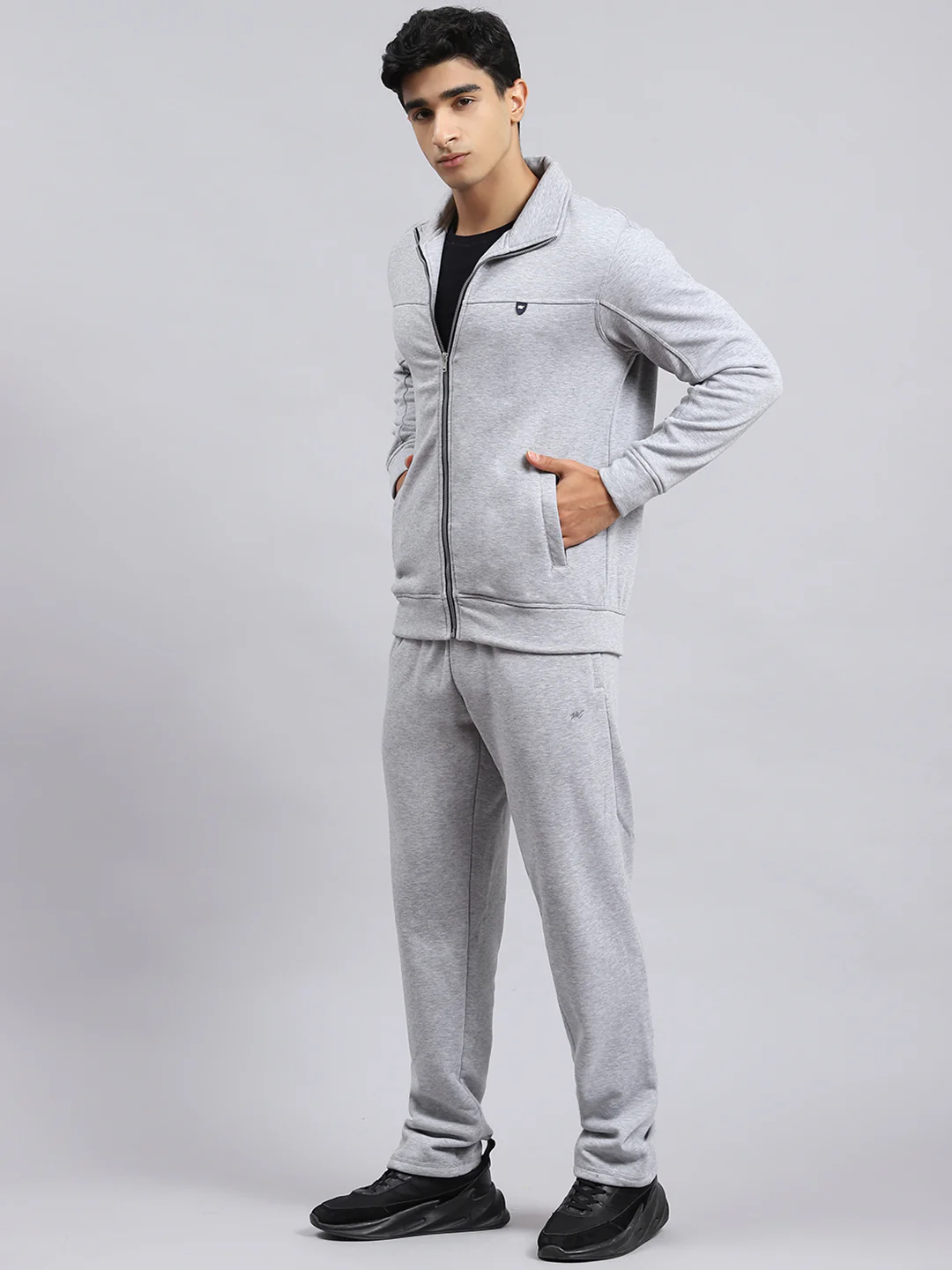 Men Grey Plain Tracksuit - Image 4