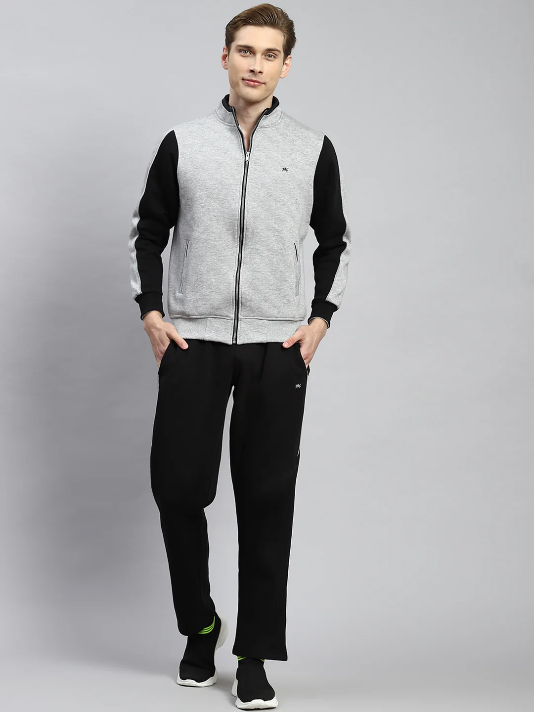 Men Grey Plain Tracksuit - Image 2