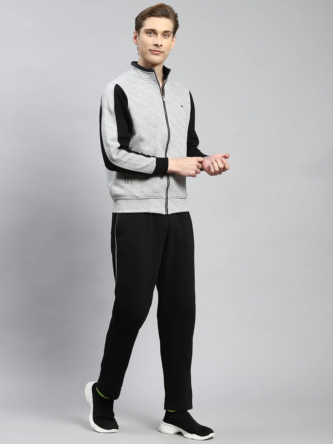 Men Grey Plain Tracksuit - Image 3