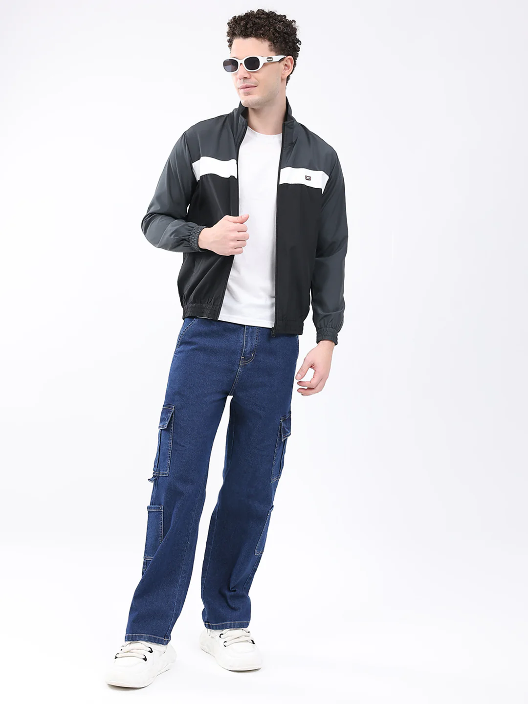 Men Grey Printed Collar Full Sleeve Jacket - Image 2