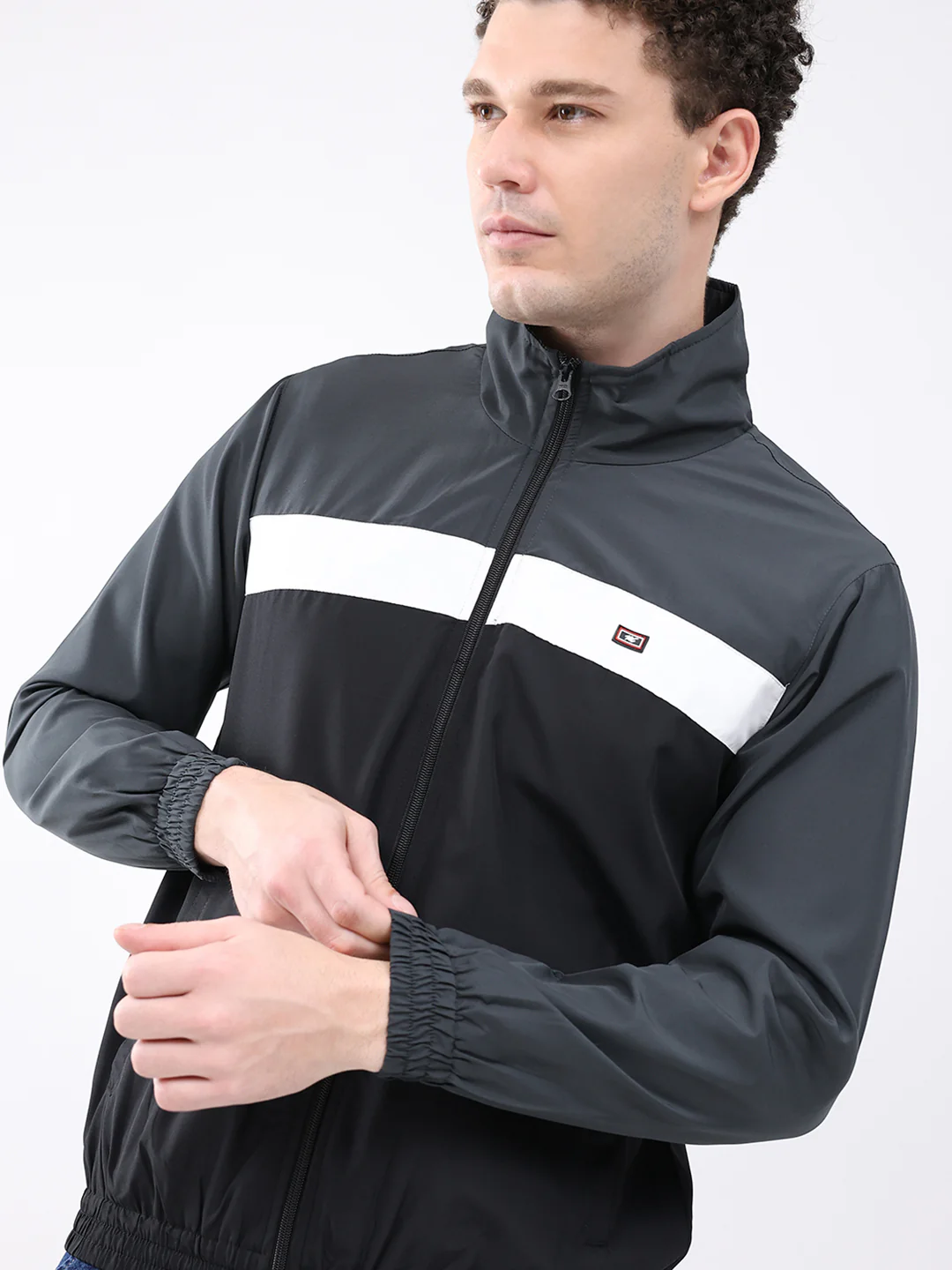 Men Grey Printed Collar Full Sleeve Jacket - Image 7