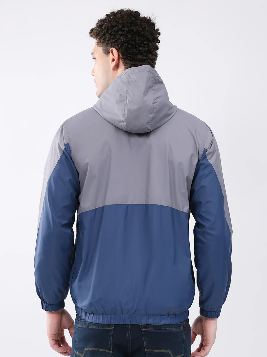 Men Grey Printed Collar Full Sleeve Jacket - Image 5