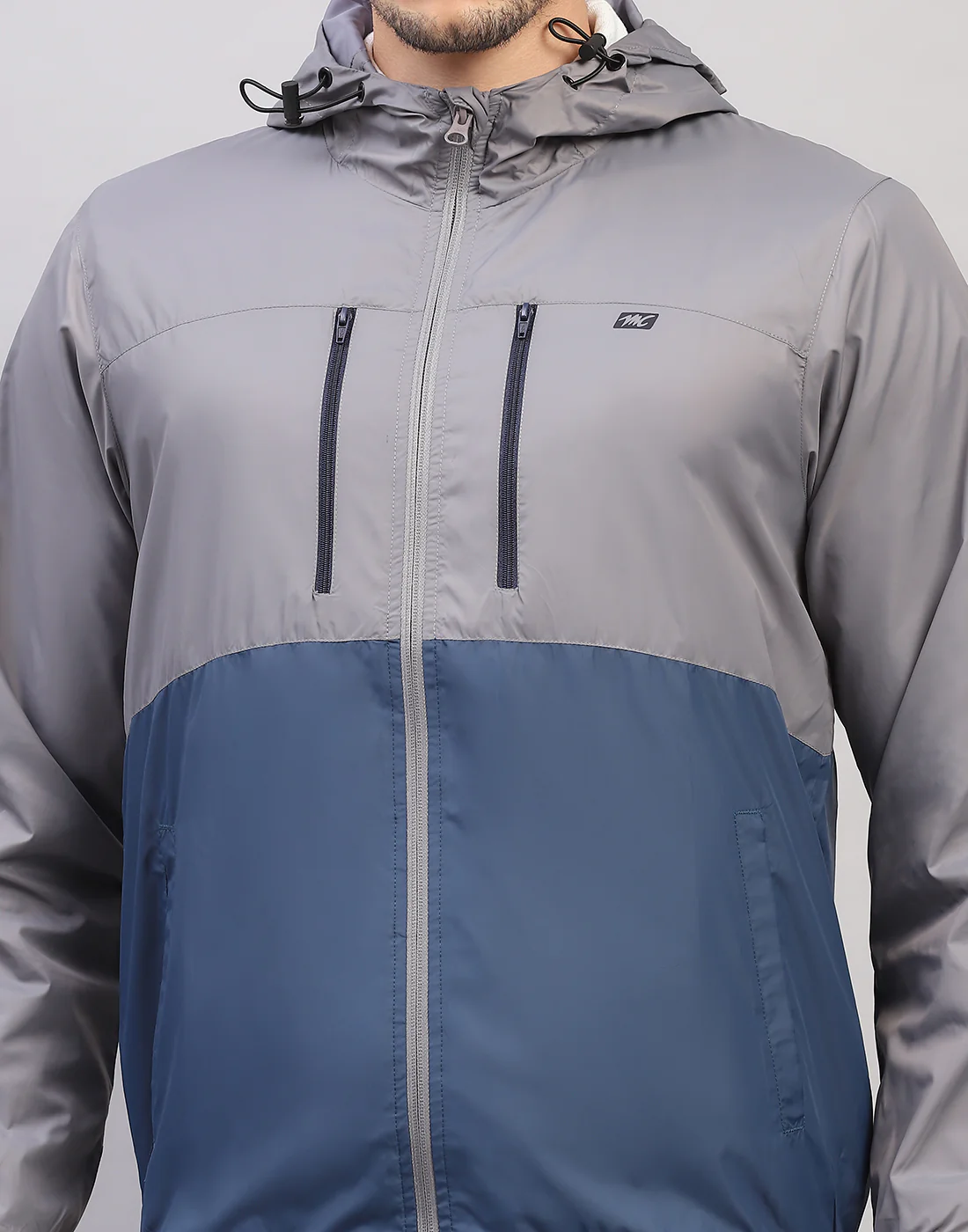 Men Grey Printed Collar Full Sleeve Jacket - Image 6