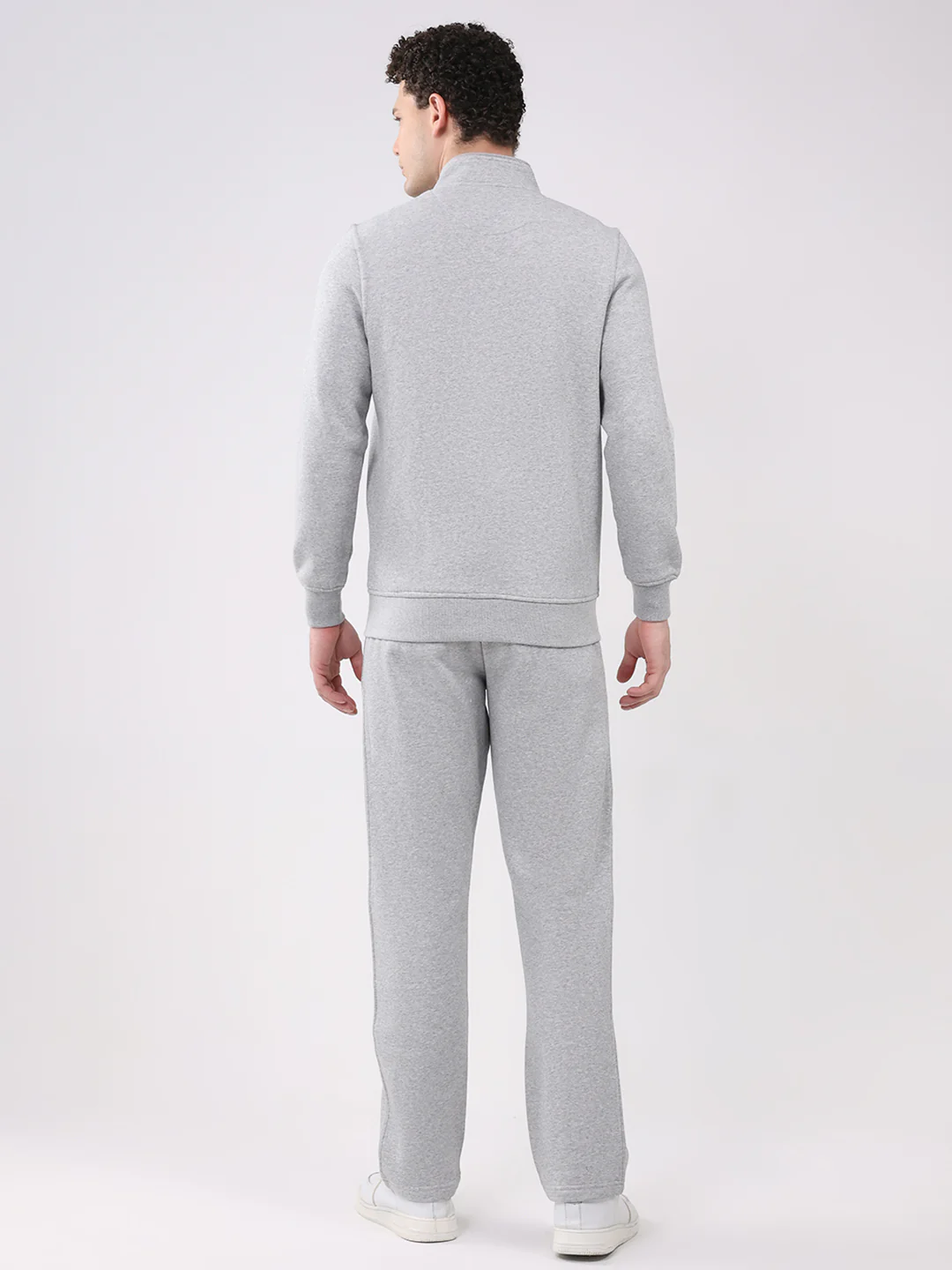 Men Grey Printed Collar Full Sleeve Winter Tracksuit - Image 5
