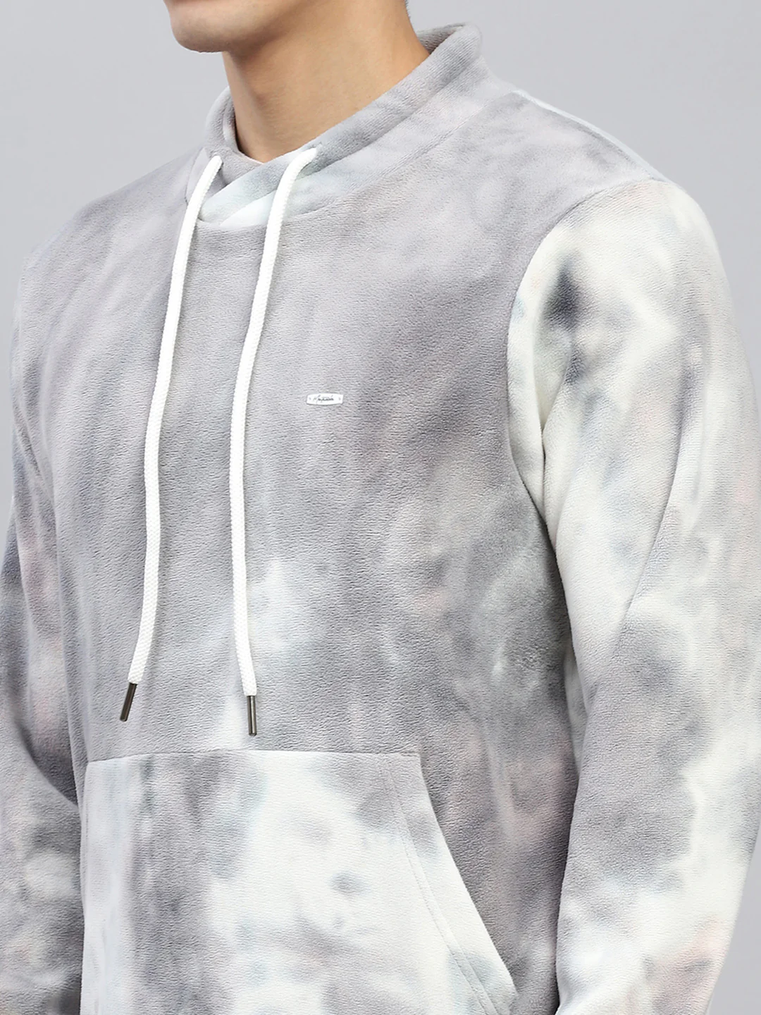 Men Grey Printed High Neck Full Sleeve Sweatshirt - Image 7