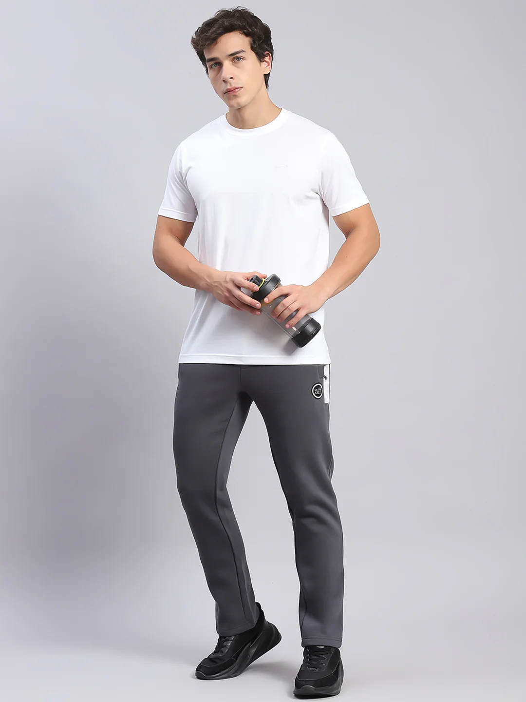 Men Grey Printed Regular Fit Winter Lowers - Image 2