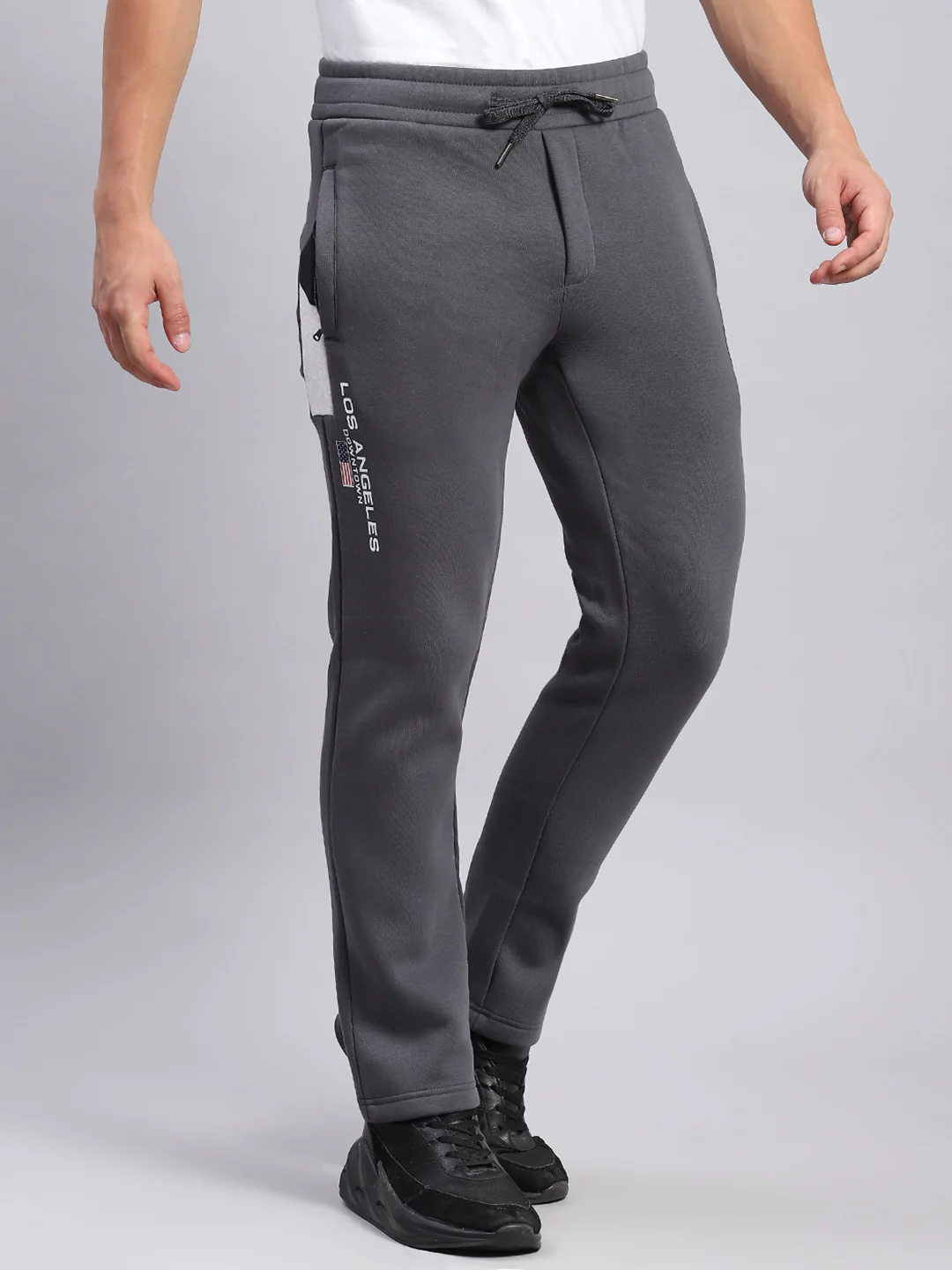 Men Grey Printed Regular Fit Winter Lowers - Image 4