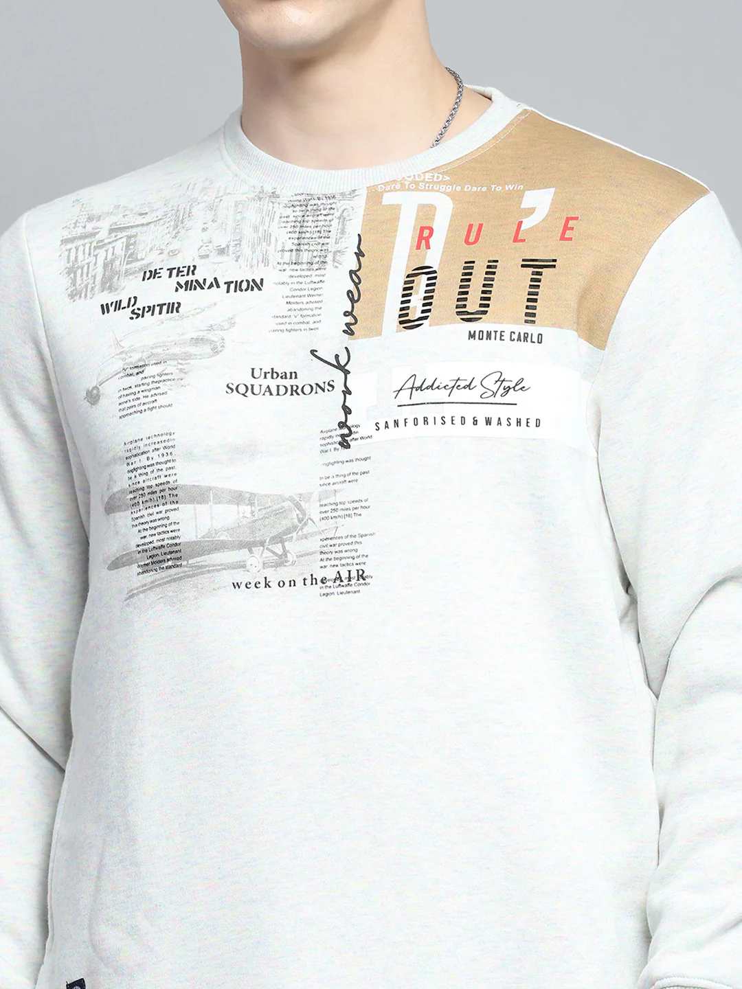 Men Grey Printed Round Neck Full Sleeve Sweatshirt - Image 6