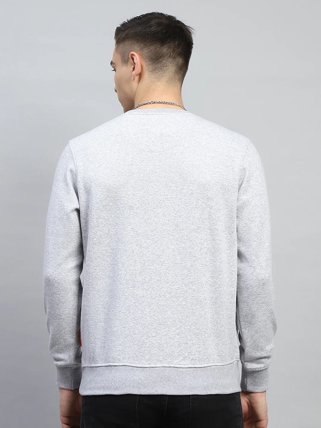 Men Grey Printed Round Neck Full Sleeve Sweatshirt - Image 5