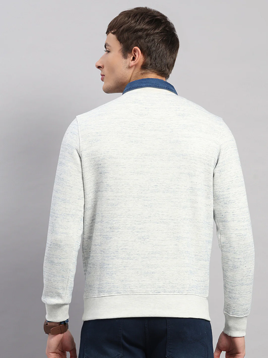 Men Grey Printed Round Neck Full Sleeve Sweatshirt - Image 5