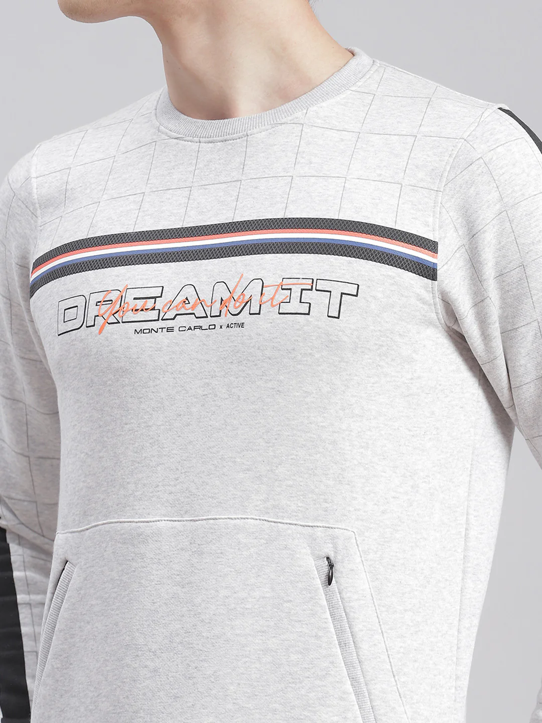 Men Grey Printed Round Neck Full Sleeve Tracksuits - Image 7