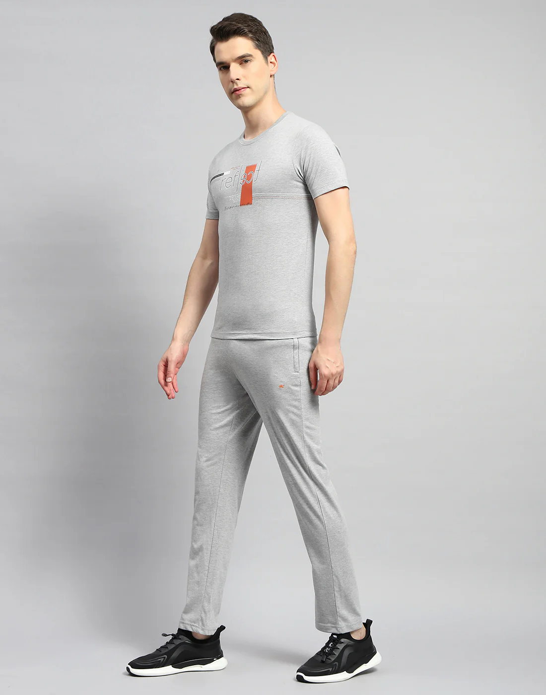 Men Grey Printed Round Neck Half Sleeve Lower Set - Image 3