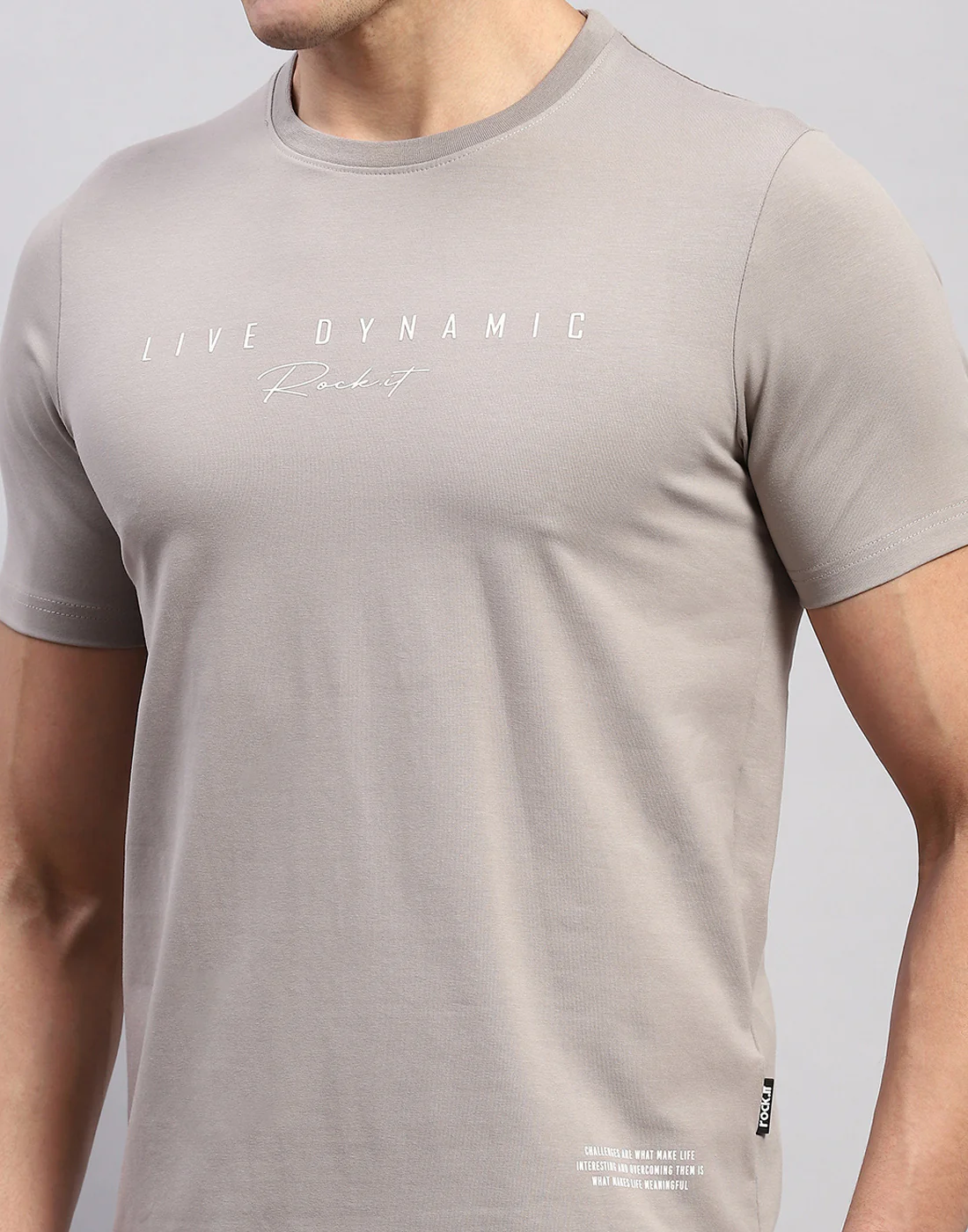 Rock.it Men Grey Printed Round Neck Half Sleeve T-Shirt - Image 5