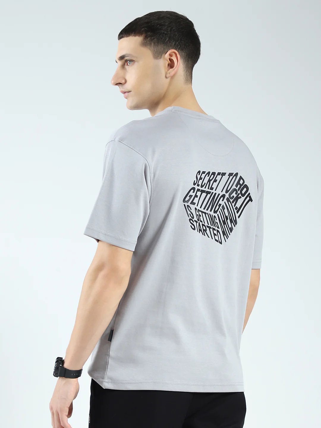 Rock.it Men Grey Printed Round Neck Half Sleeve T-Shirt - Image 5