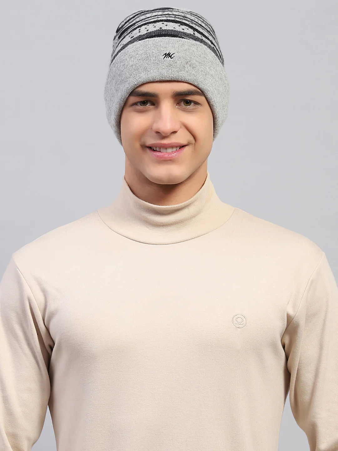 Men Grey Self Design Cap - Image 2