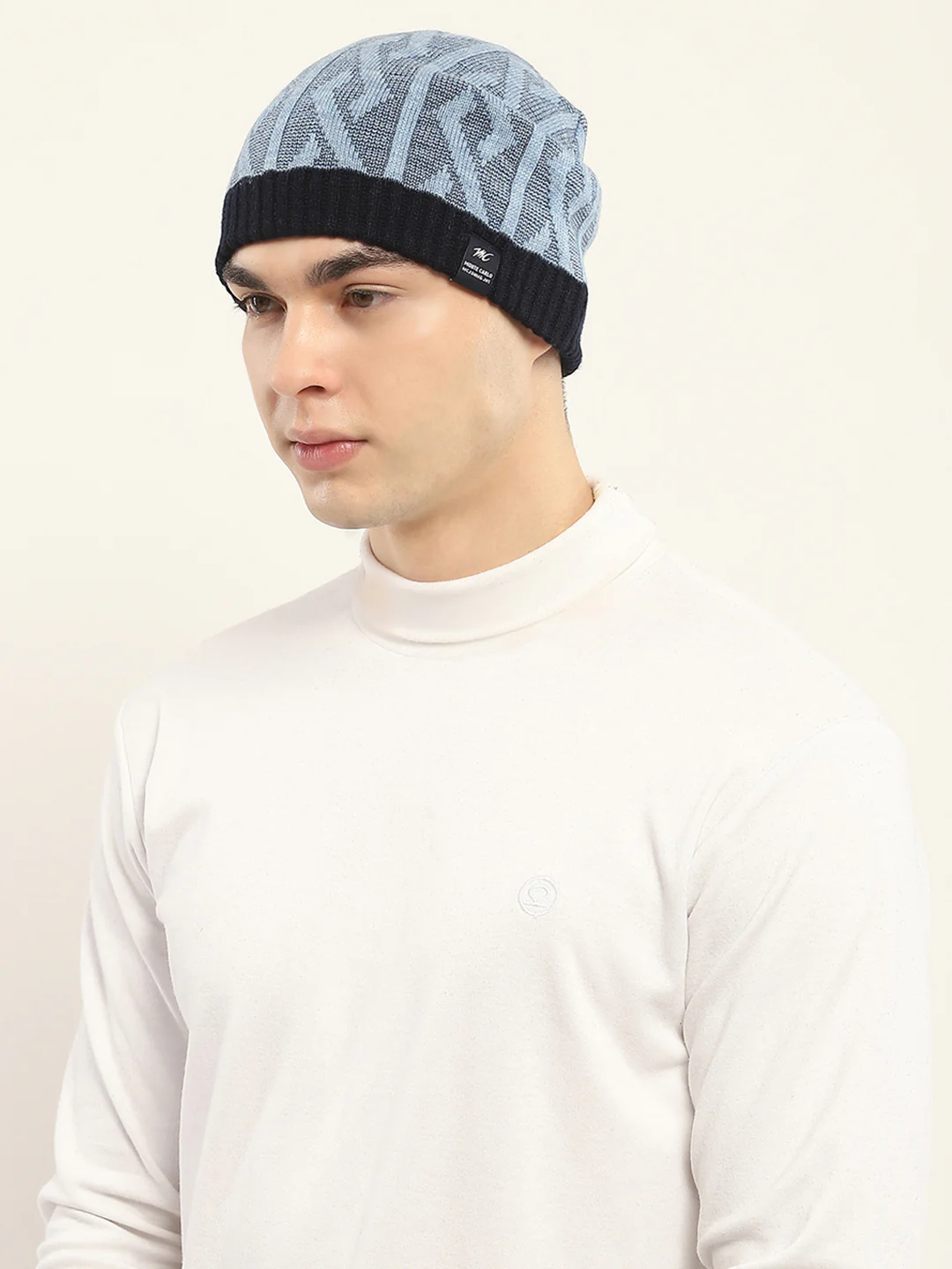 Men Grey Self Design Cap - Image 3