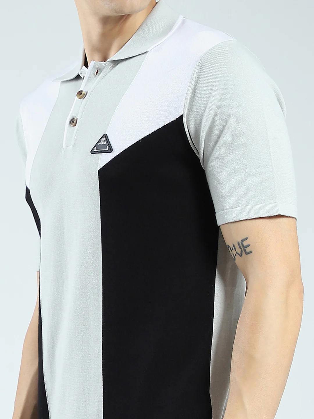 Rock.it Men Grey Self Design Collar Half Sleeve T-Shirt - Image 7