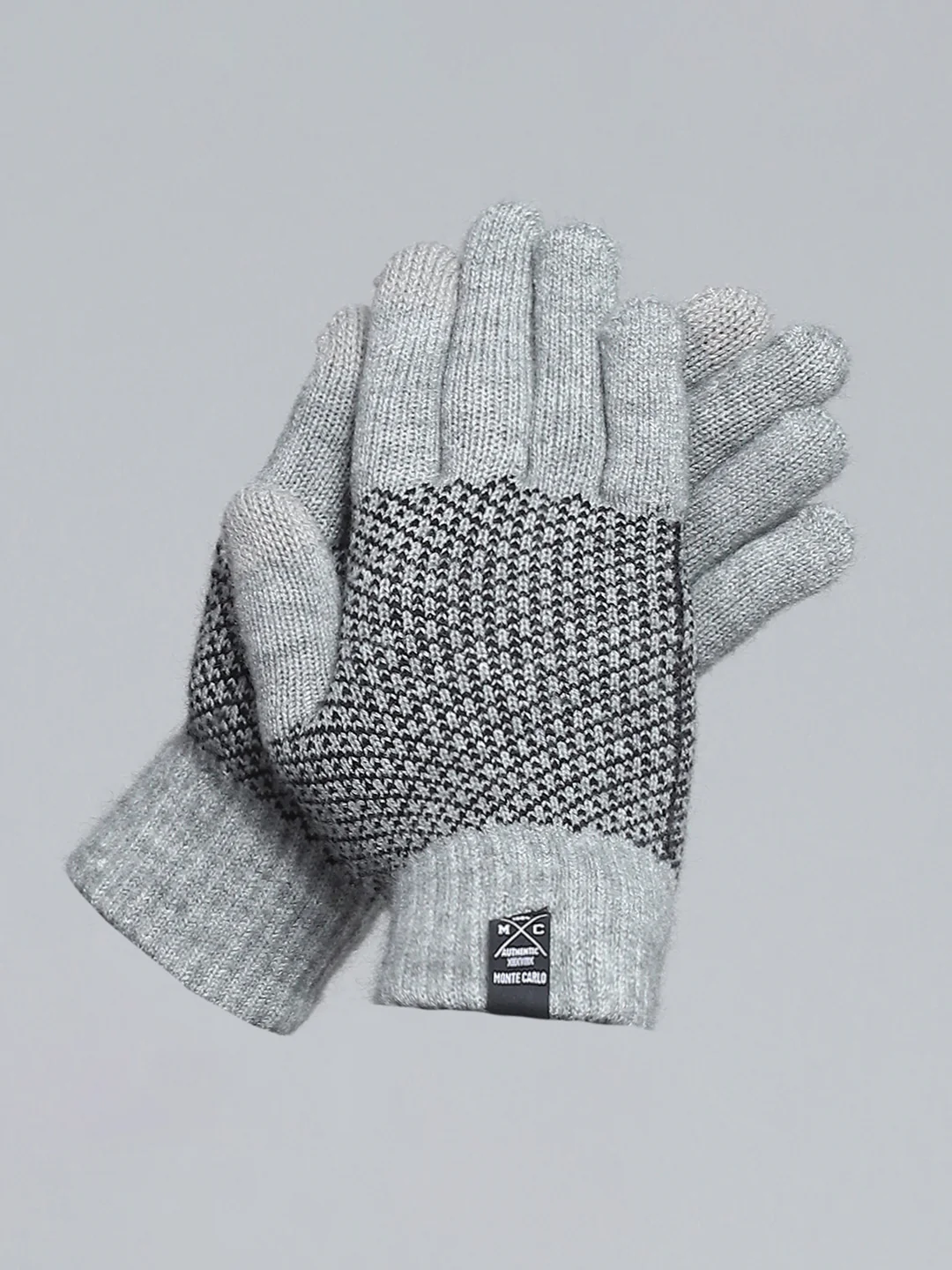 Men Grey Self Design Gloves - Image 2