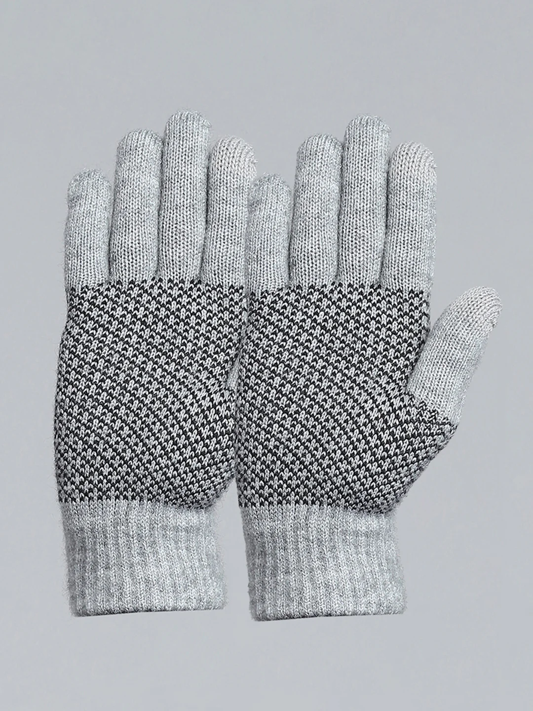 Men Grey Self Design Gloves - Image 3