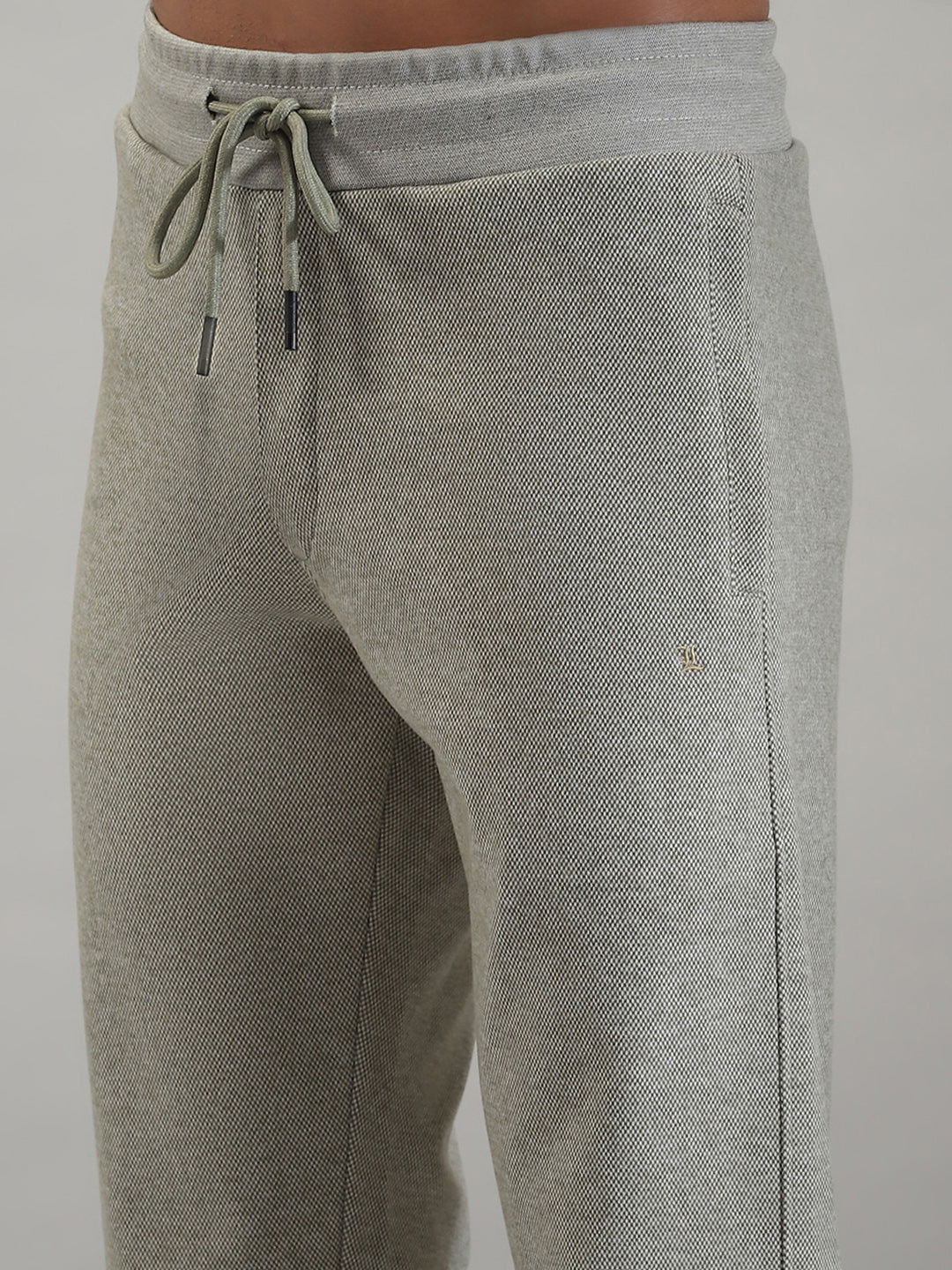 Men Grey Self Design Mock Neck Full Sleeve Winter Tracksuit - Image 9
