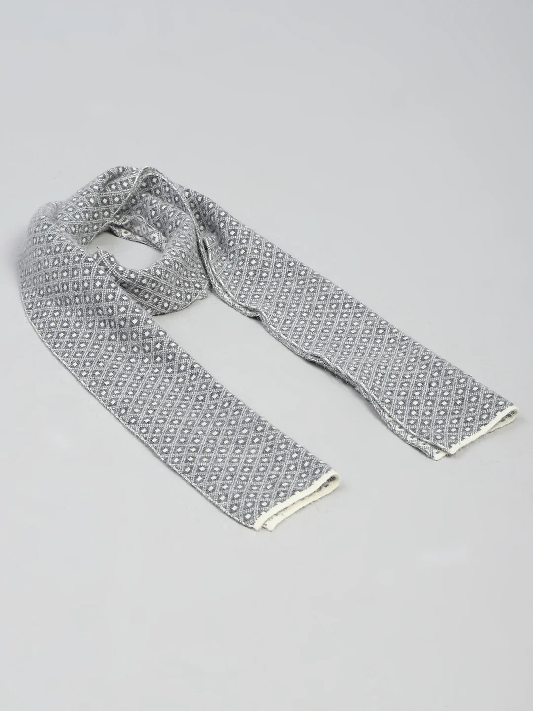 Men Grey Self Design Muffler - Image 2