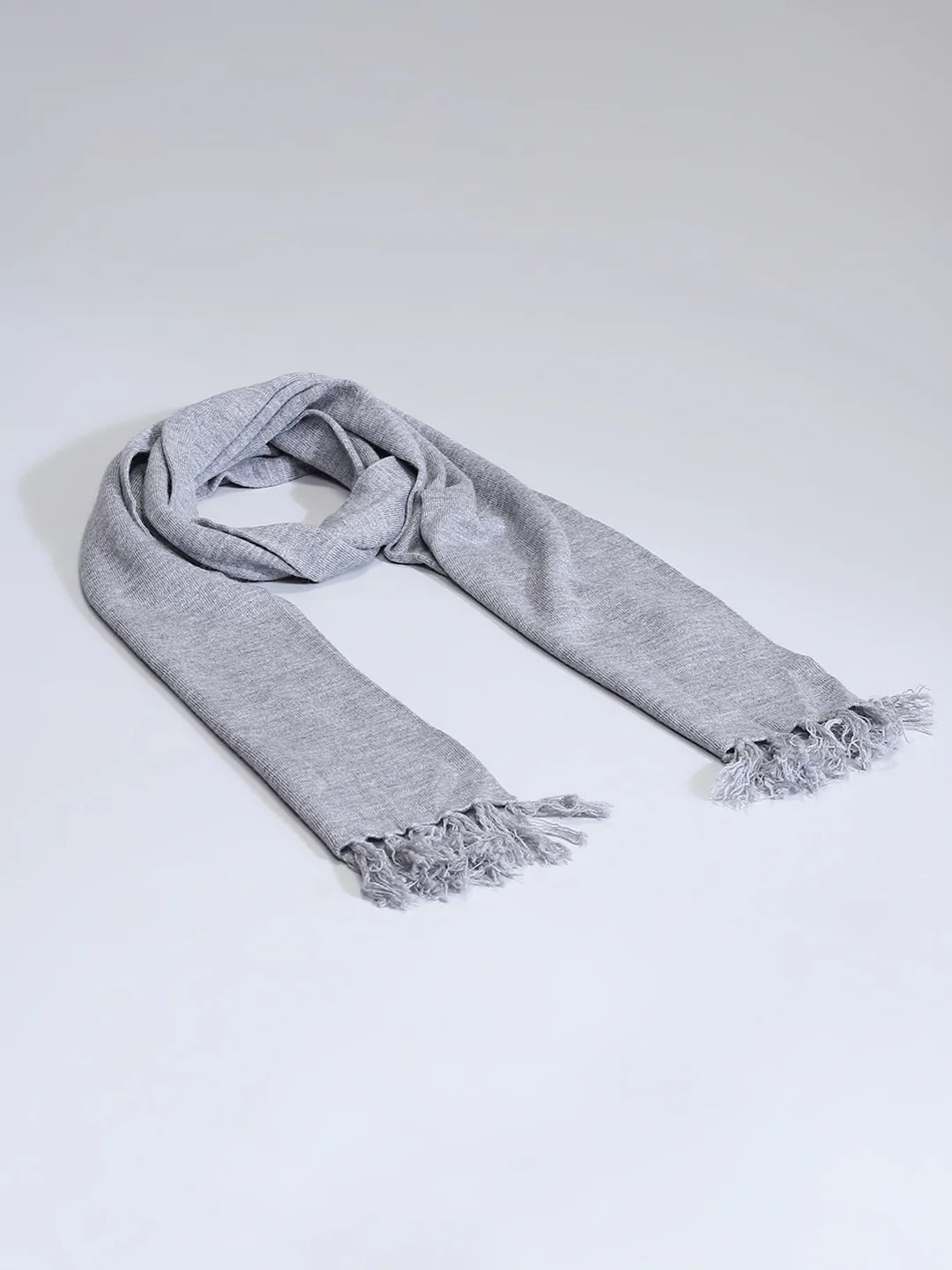 Men Grey Self Design Muffler - Image 6