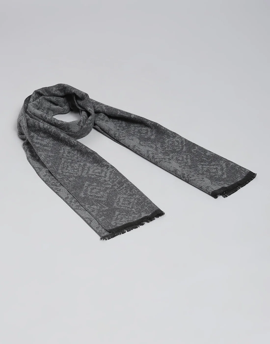 Men Grey Self Design Muffler - Image 5