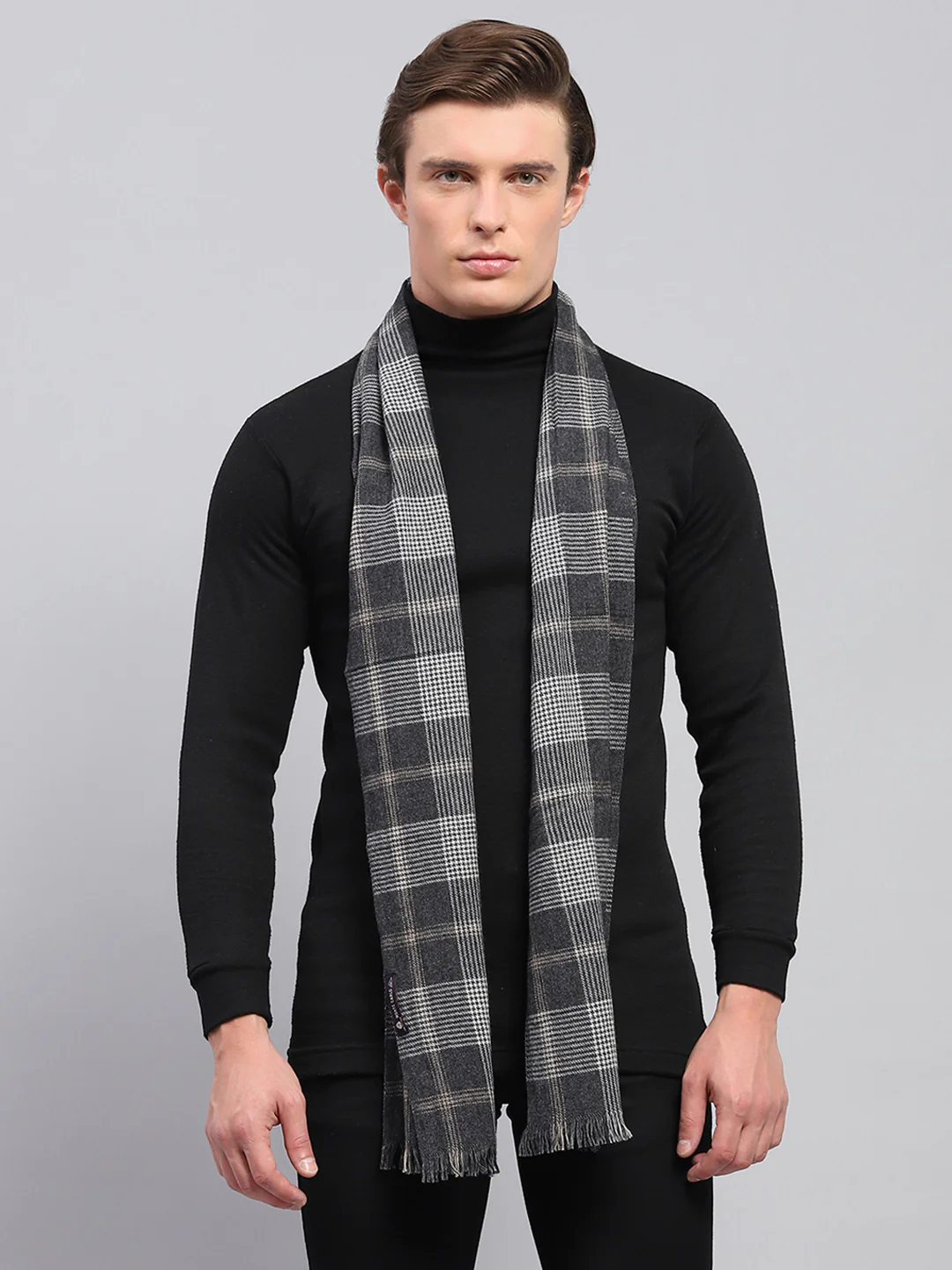Men Grey Self Design Muffler - Image 5
