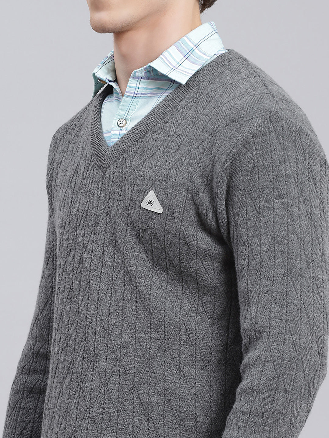 Men Grey Self Design Wool blend Pullover - Image 6