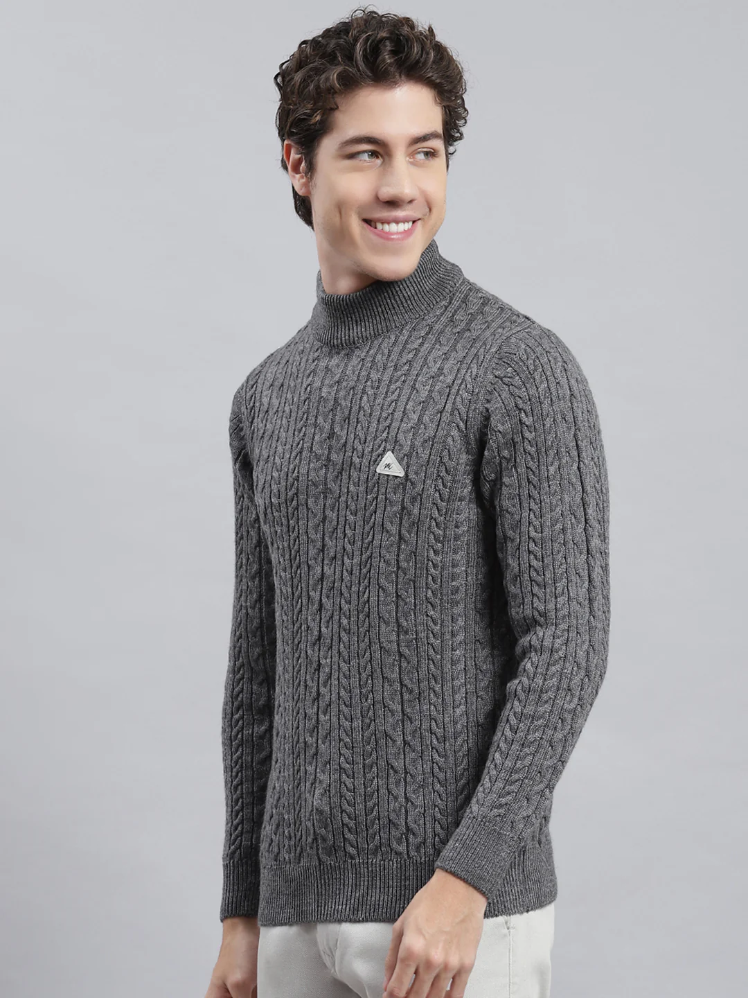 Men Grey Self Pullover - Image 3